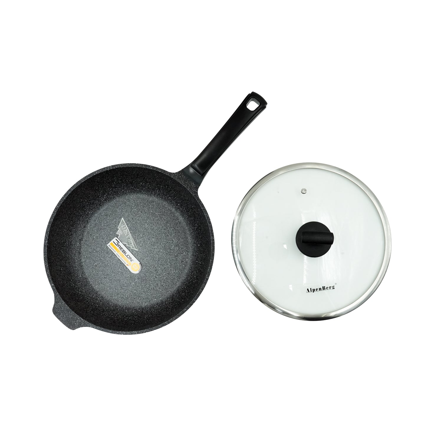 GV-265 Deep Fry Pan – 28cm Non-Stick Granite Finish with Glass Lid – High-Sided Frying Pan for Deep Frying, Stir-Frying, and Everyday Cooking