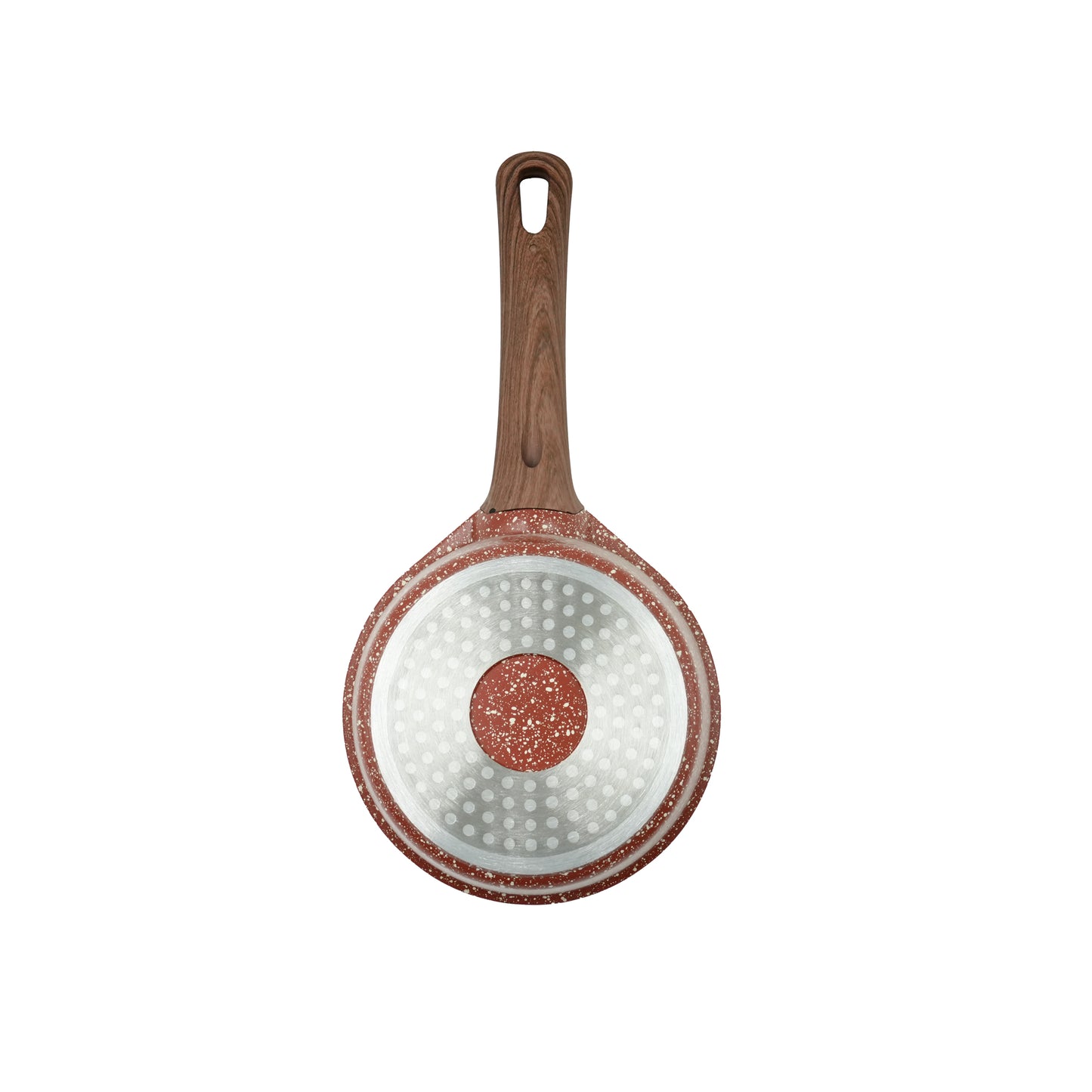 LIFEP5SAU16N Sauce Pan – 16cm Burgundy Non-Stick Granite Finish with Glass Lid and Wood-Style Handle – Compact Cookware for Sauces, Heating, and Daily Use