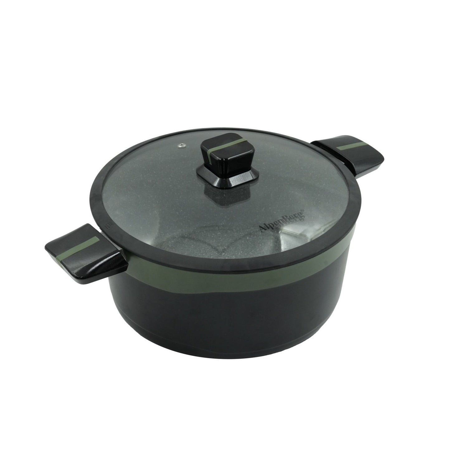 KC-60 Casserole – 28cm Green Granite Non-Stick Cooking Pot with Glass Lid – Large and Durable Cookware for Everyday Family Meals and Batch Cooking