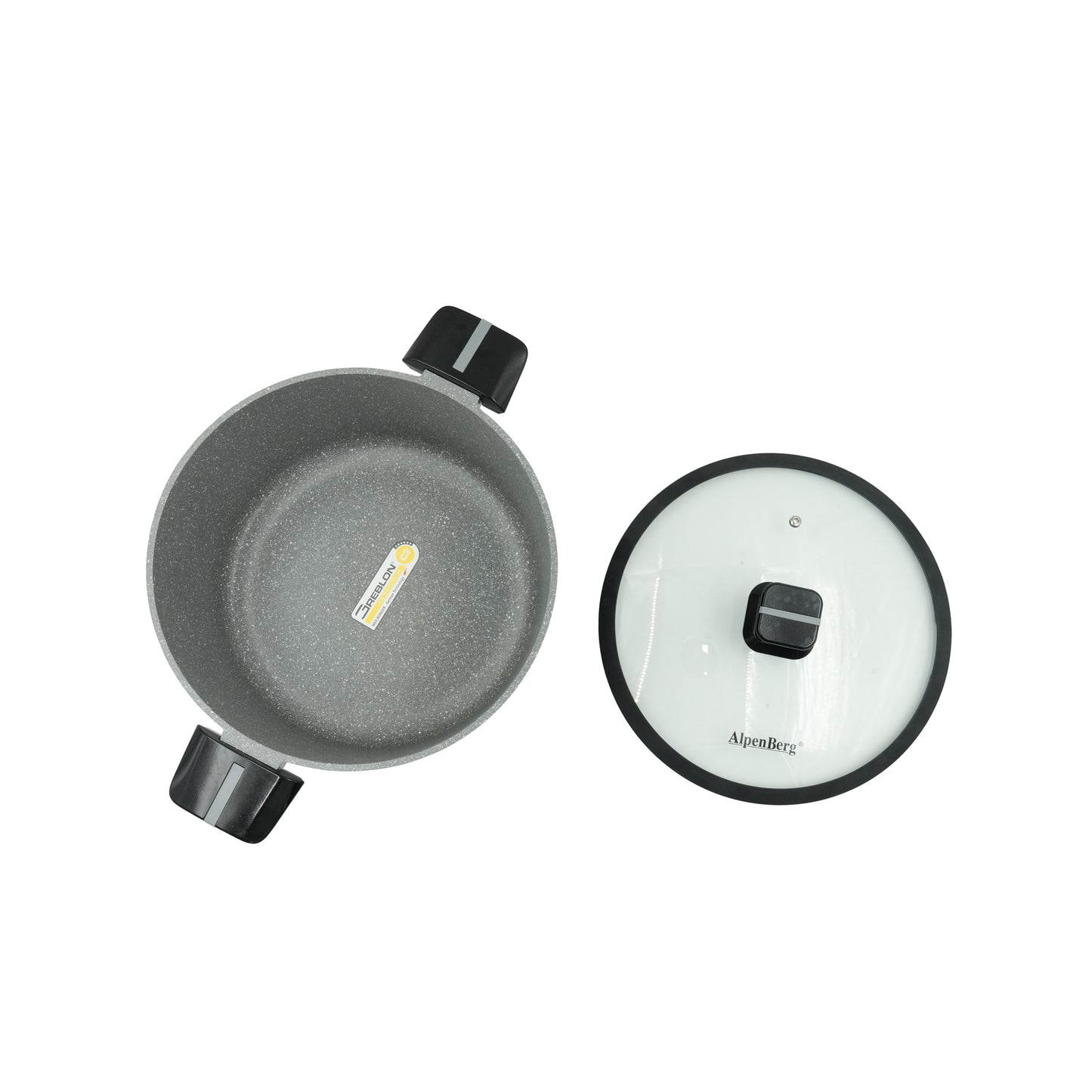KC-39 / KC-40 / KC-41 Silver Line Casserole – 24cm, 28cm, 32cm Non-Stick Granite Cooking Pots with Glass Lids – Durable Cookware for Daily and Family Cooking