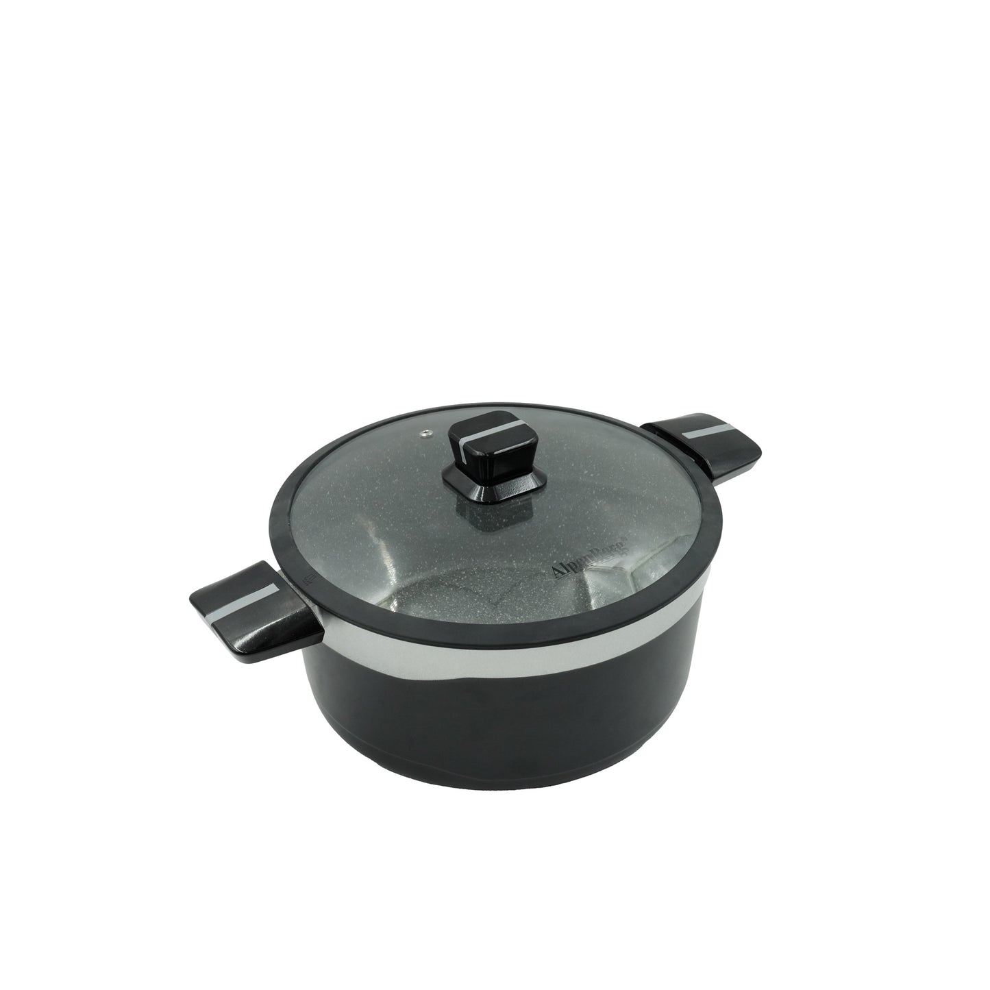 KC-39 / KC-40 / KC-41 Silver Line Casserole – 24cm, 28cm, 32cm Non-Stick Granite Cooking Pots with Glass Lids – Durable Cookware for Daily and Family Cooking