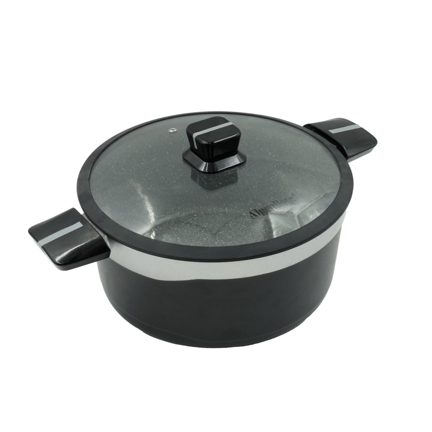KC-39 / KC-40 / KC-41 Silver Line Casserole – 24cm, 28cm, 32cm Non-Stick Granite Cooking Pots with Glass Lids – Durable Cookware for Daily and Family Cooking