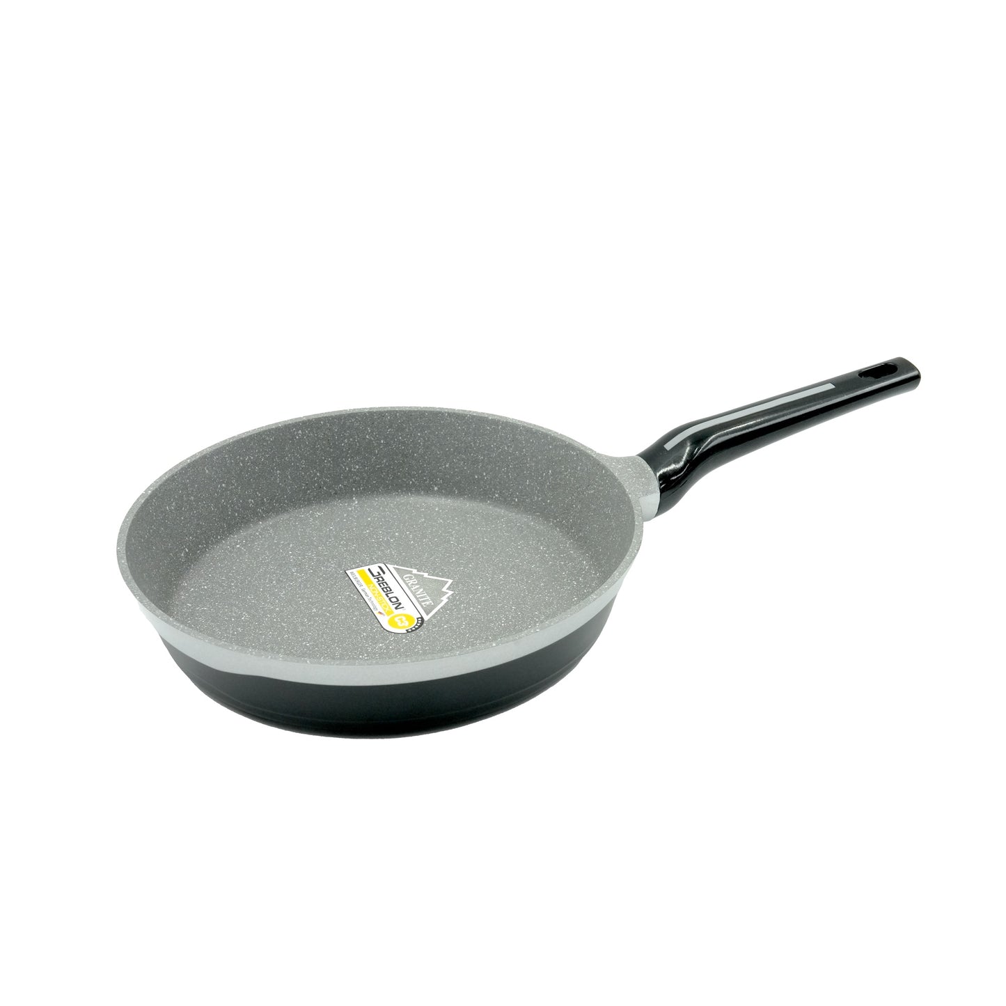 KC-73 Fry Pan – 24cm Non-Stick Silver Granite Finish Aluminum Frying Pan with Black Handle for Everyday Cooking