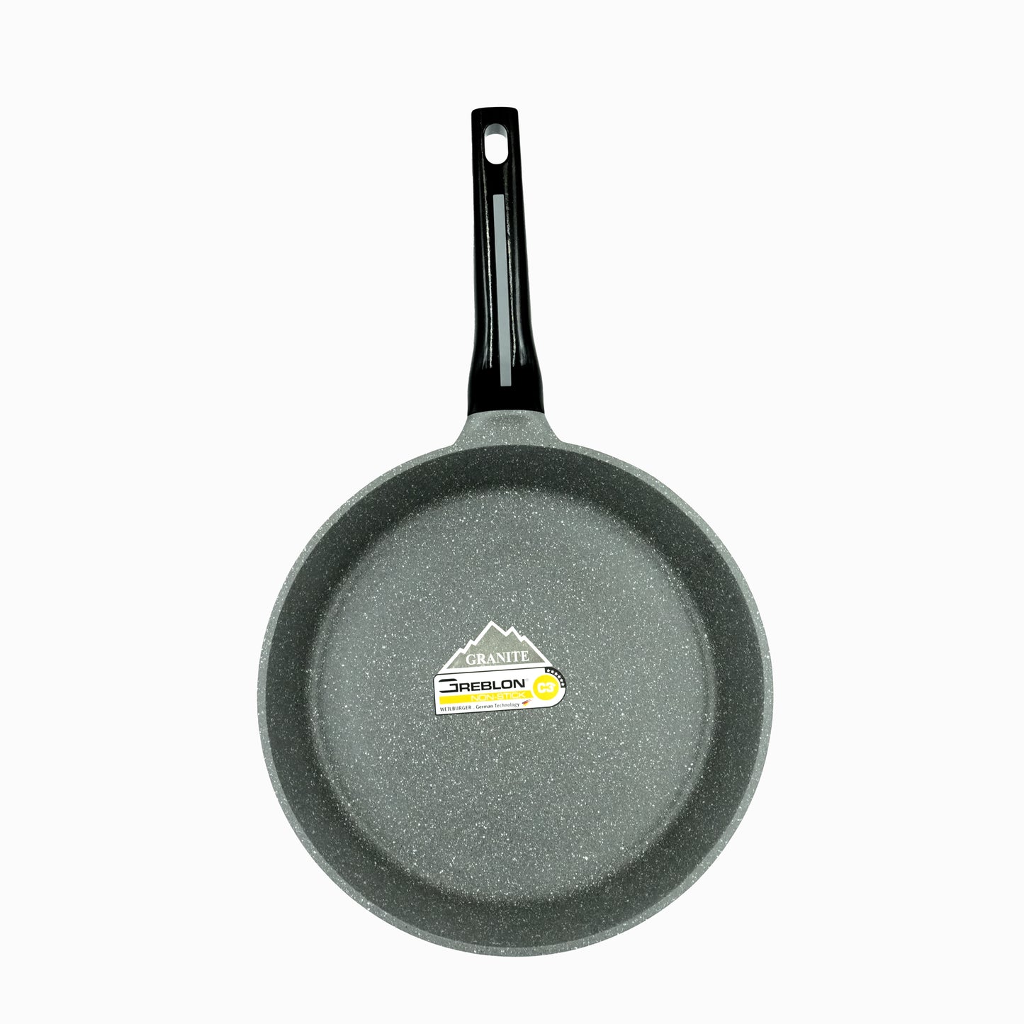 KC-73 Fry Pan – 24cm Non-Stick Silver Granite Finish Aluminum Frying Pan with Black Handle for Everyday Cooking