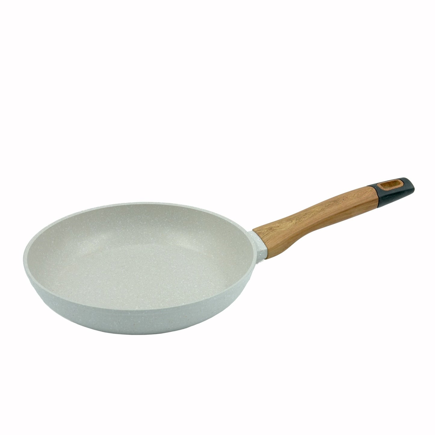 Millermaus Fry Pan – Non-Stick Beige Granite Frying Pan with Wooden-Style Handle – Elegant and Durable Cookware for Everyday Cooking