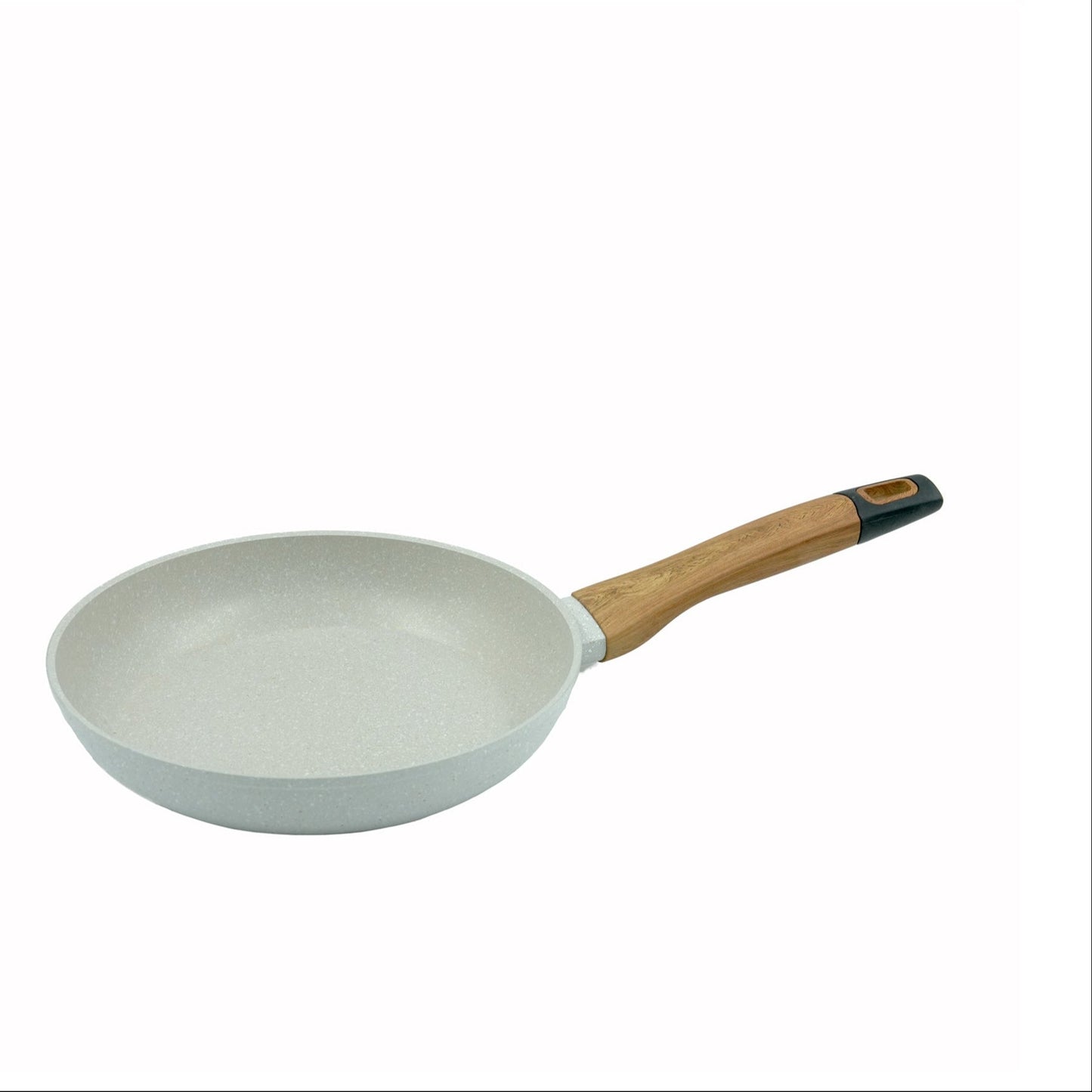 Millermaus Fry Pan – Non-Stick Beige Granite Frying Pan with Wooden-Style Handle – Elegant and Durable Cookware for Everyday Cooking