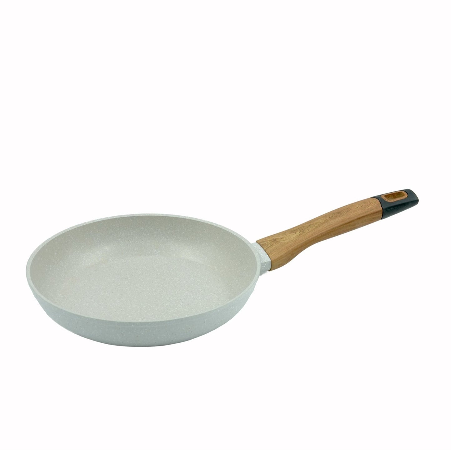 Millermaus Fry Pan – Non-Stick Beige Granite Frying Pan with Wooden-Style Handle – Elegant and Durable Cookware for Everyday Cooking