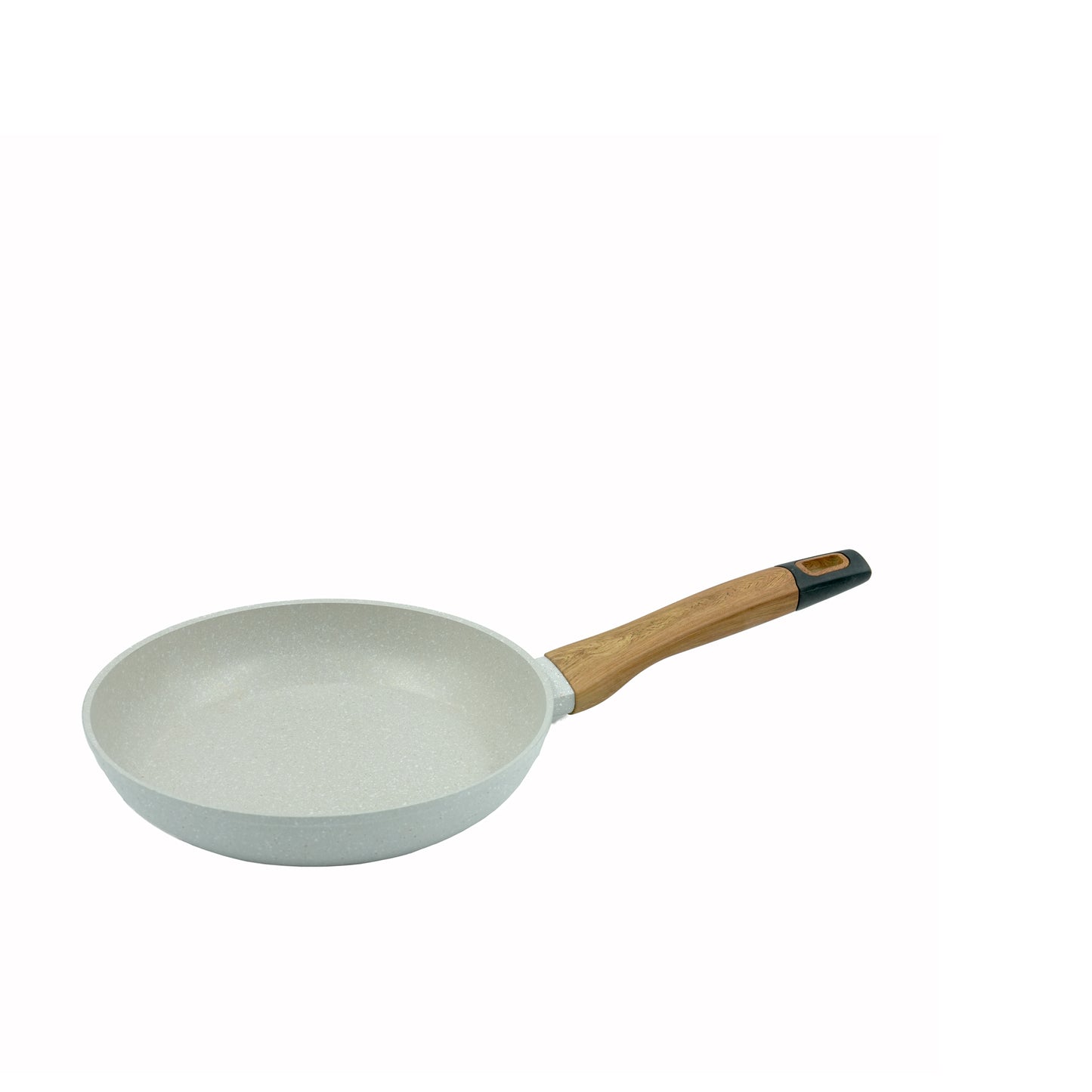Millermaus Fry Pan – Non-Stick Beige Granite Frying Pan with Wooden-Style Handle – Elegant and Durable Cookware for Everyday Cooking
