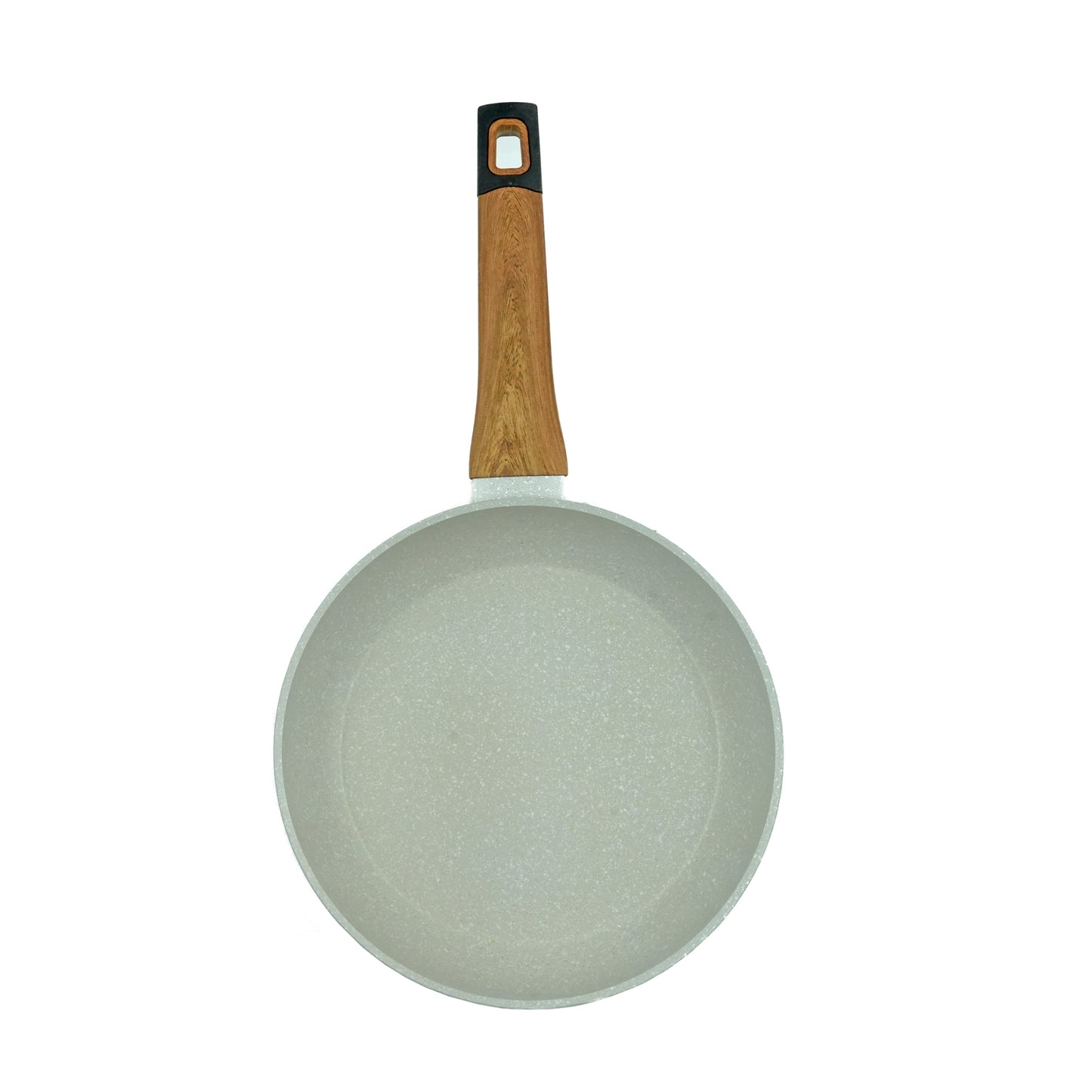 Millermaus Fry Pan – Non-Stick Beige Granite Frying Pan with Wooden-Style Handle – Elegant and Durable Cookware for Everyday Cooking