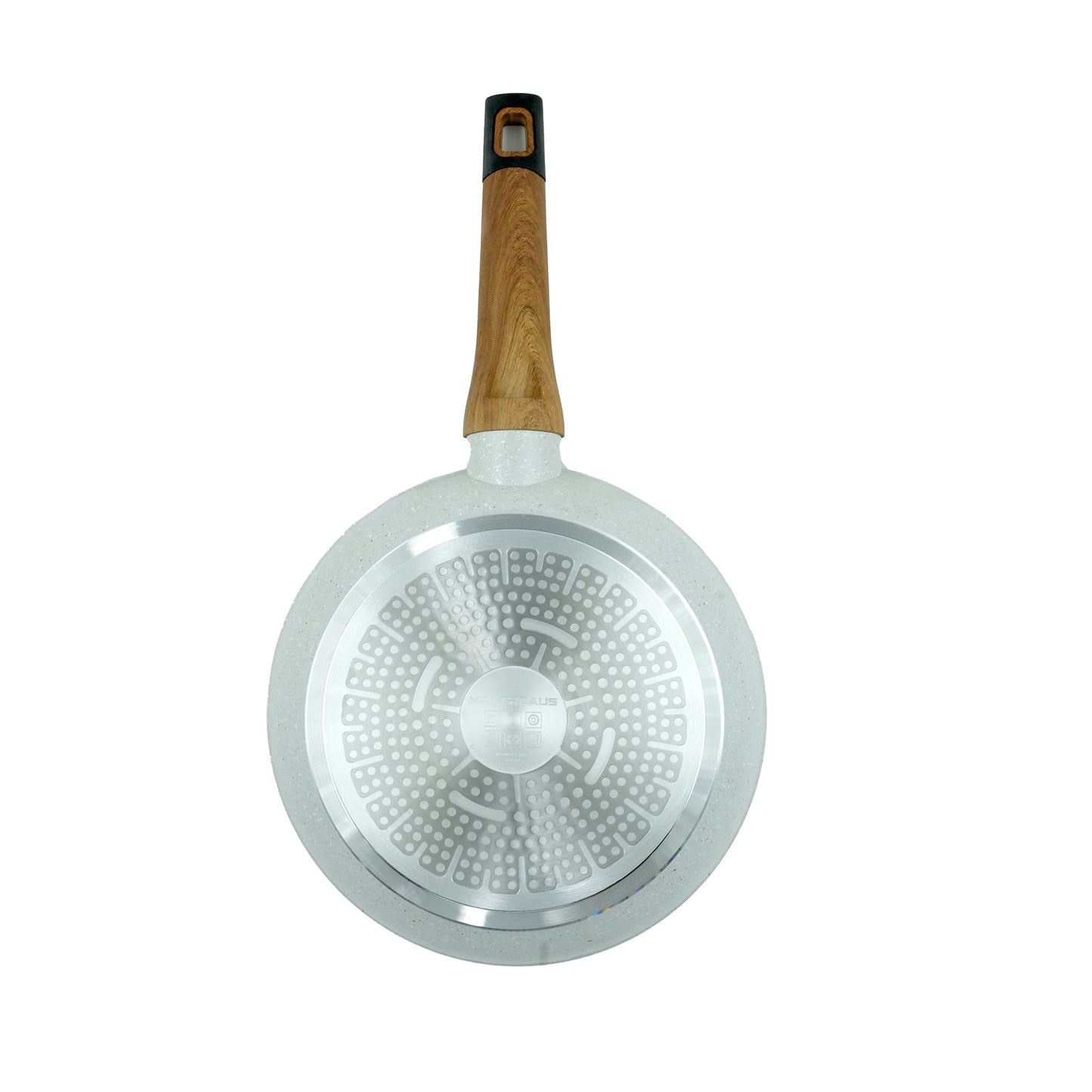 Millermaus Fry Pan – Non-Stick Beige Granite Frying Pan with Wooden-Style Handle – Elegant and Durable Cookware for Everyday Cooking