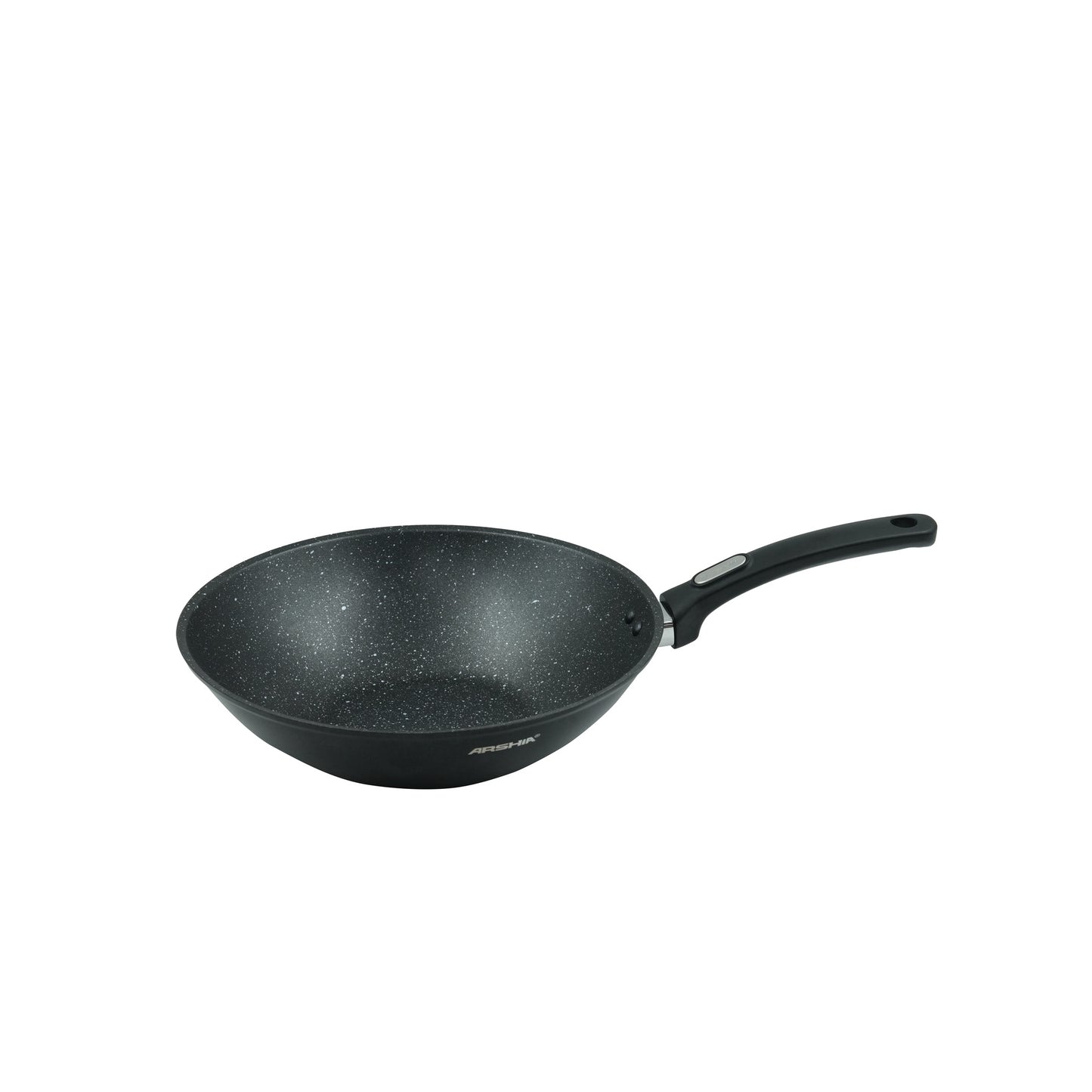 CO112-3230 Forged Wok Pan 28cm – Non-Stick Black Granite Finish Aluminum Wok with Ergonomic Handle for Stir-Fry and Everyday Cooking