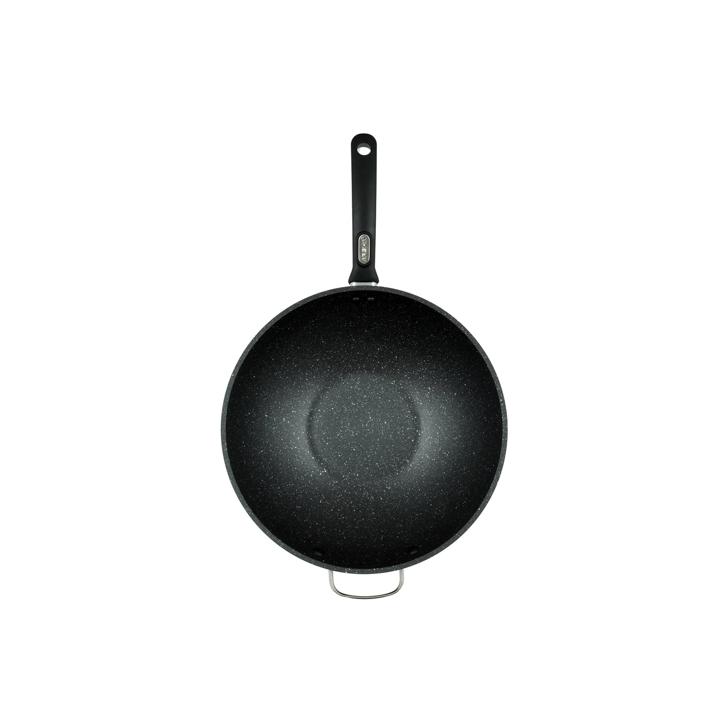 CO112-3231 Forged Wok Pan 32cm – Large Non-Stick Black Granite Finish Aluminum Wok with Ergonomic Handle for Stir-Fry and Family Cooking