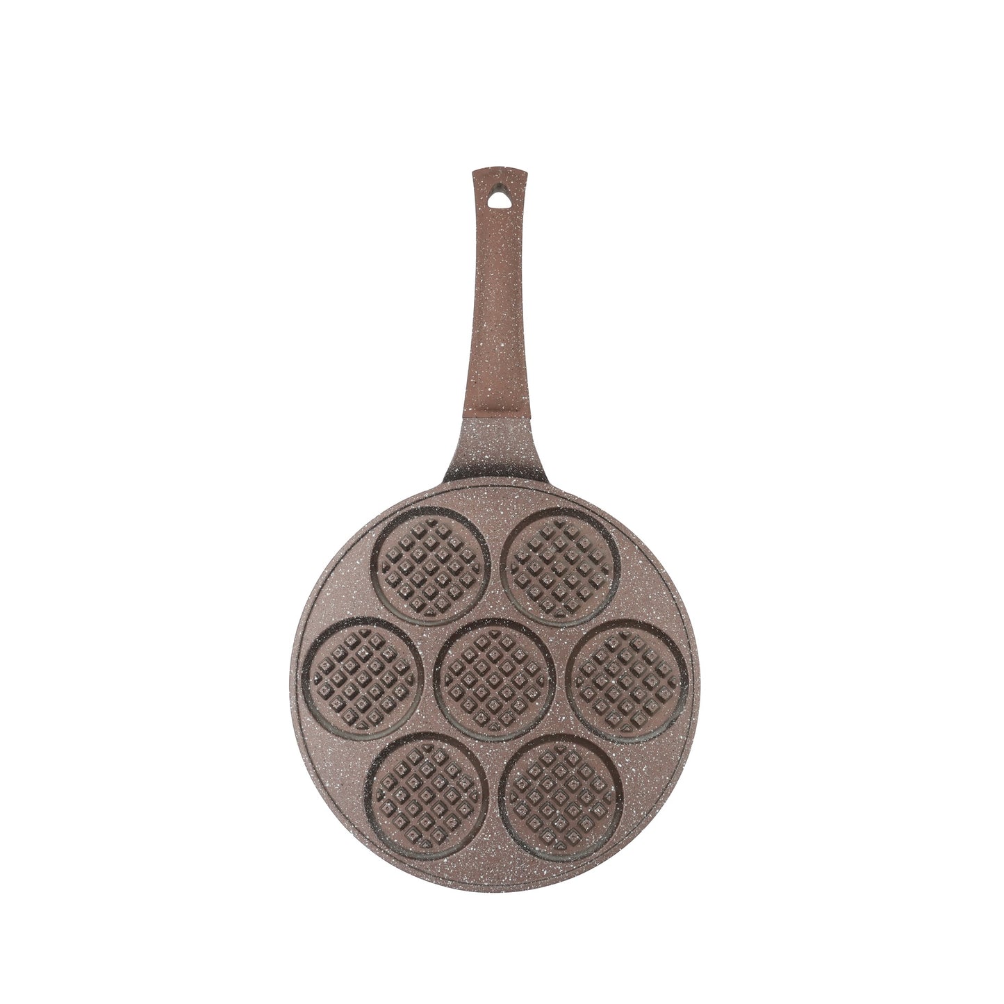 Waffle Pancake Pan – 7-Cavity Non-Stick Granite Finish Aluminum Pan with Ergonomic Handle for Mini Waffles and Pancakes