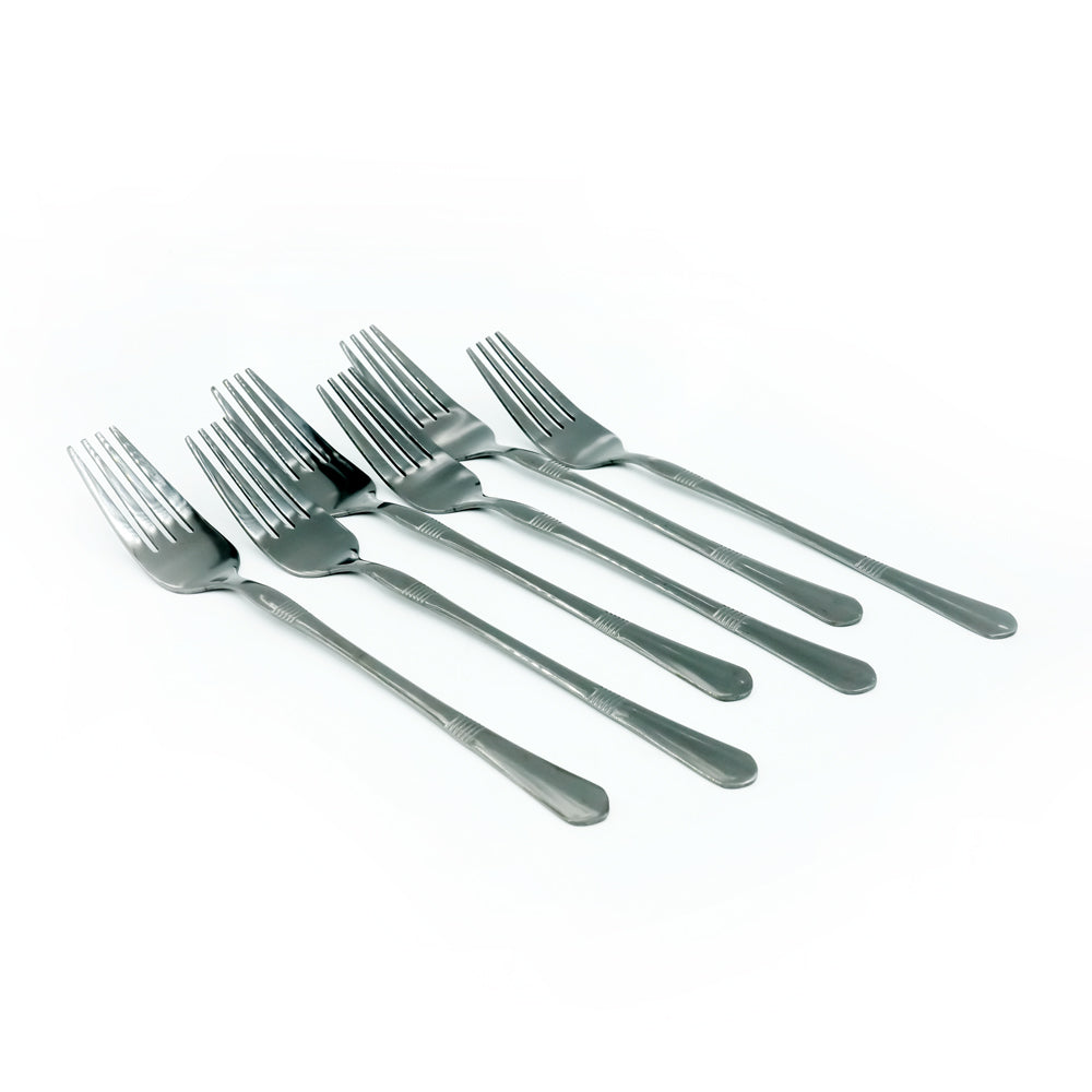 97748-10 Stainless Fork 6PC Set Black 20cm