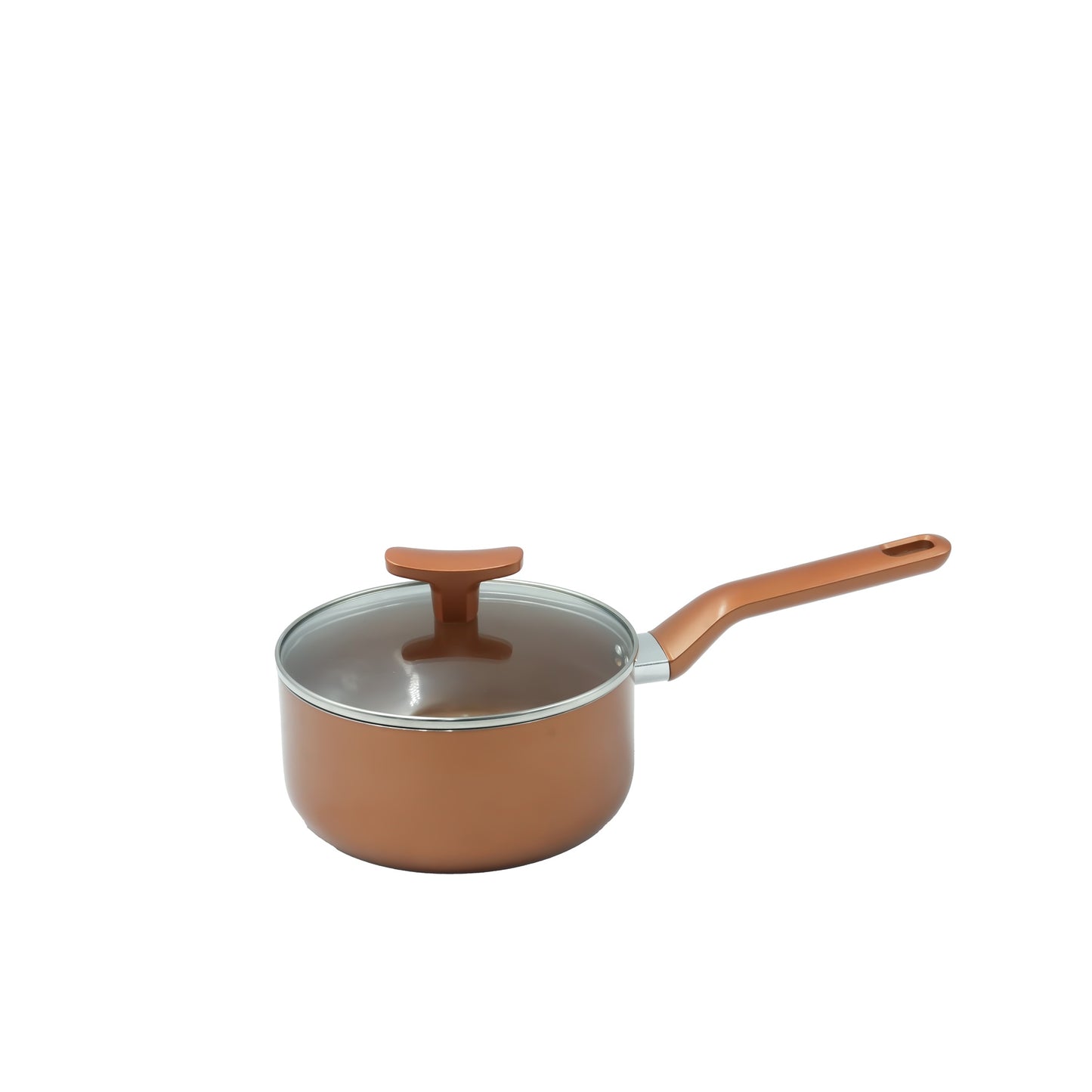 ADS Non-Stick Sauce Pan with Lid – Copper Finish Aluminum Cookware with Ergonomic Handle