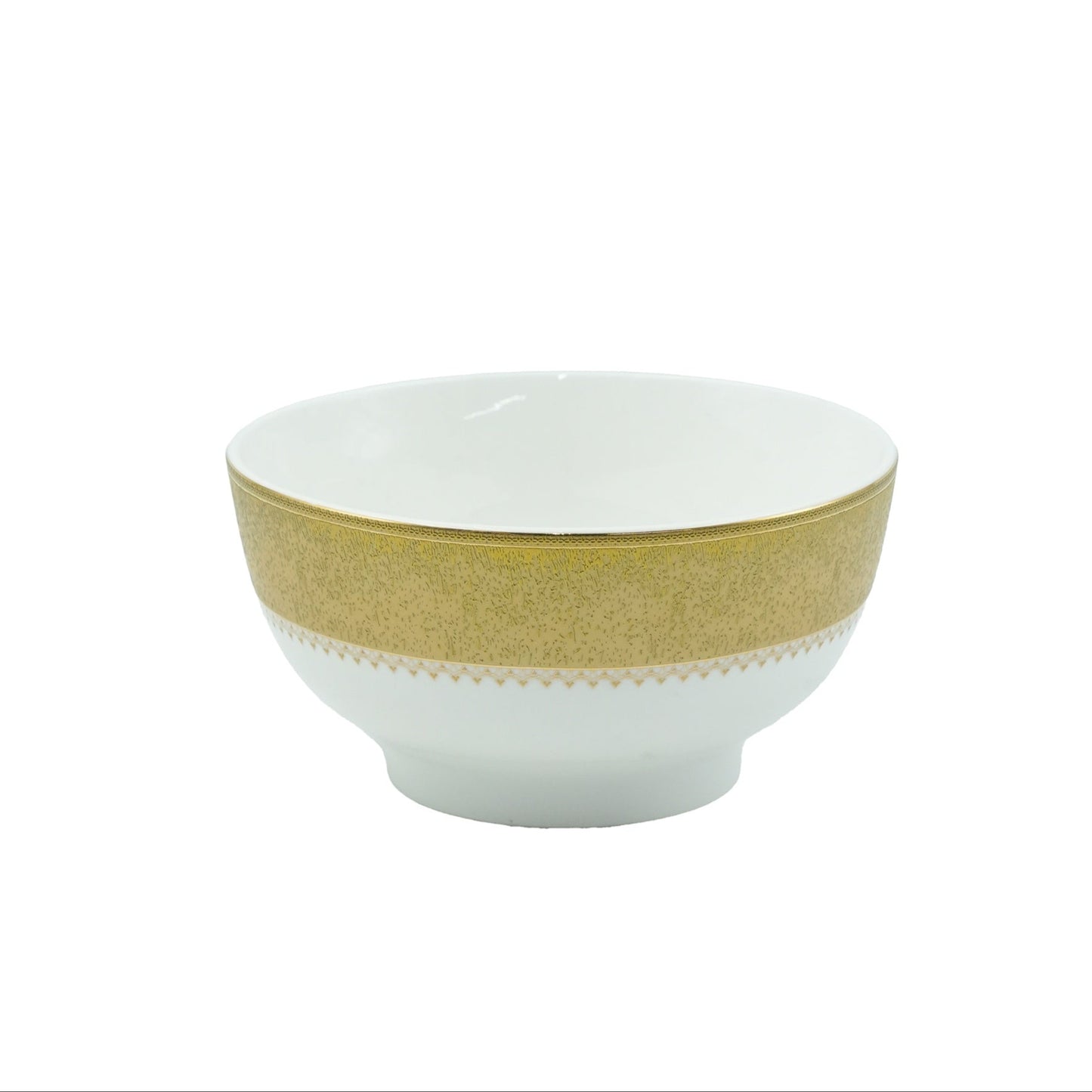 MK-382 Ceramic Bowl – 14cm Diameter – Elegant Gold Rim Design for Sophisticated Dining