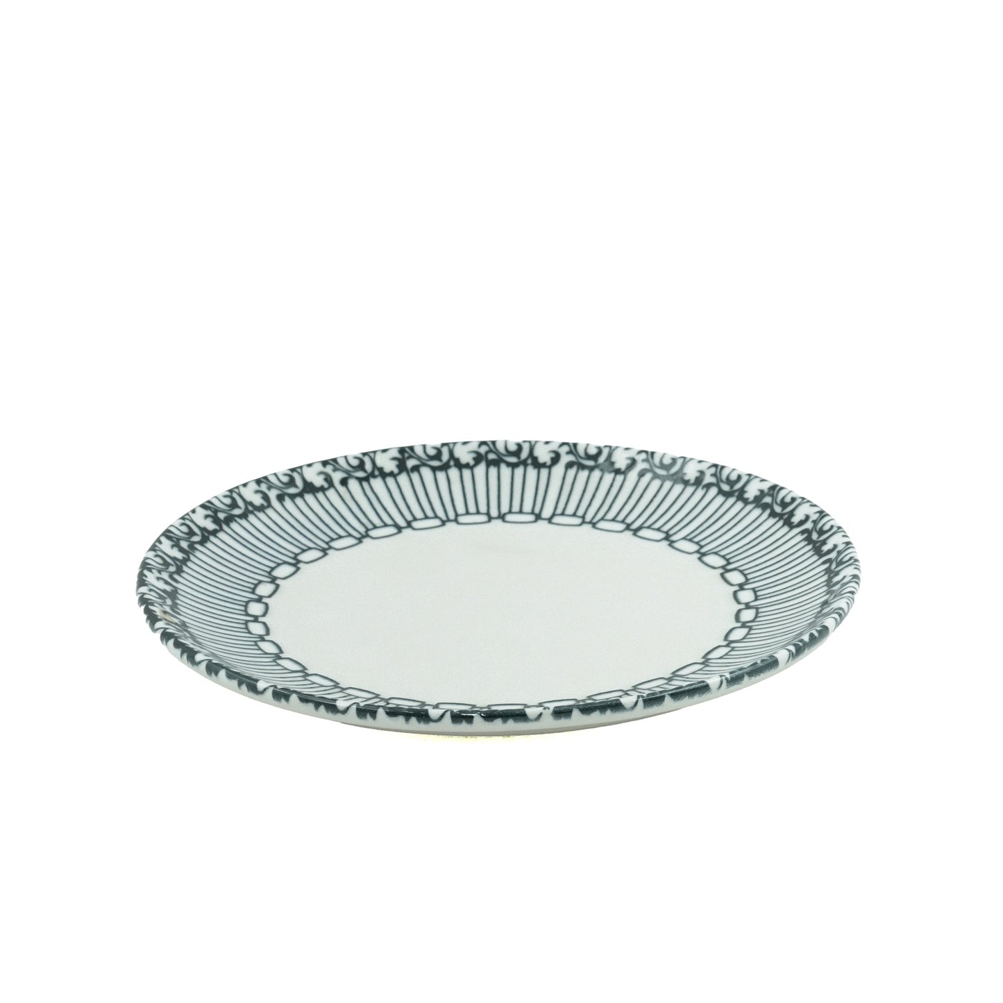 D4 Drop Porcelain Dessert Plate – 19cm – Elegant Black & White Pattern Design