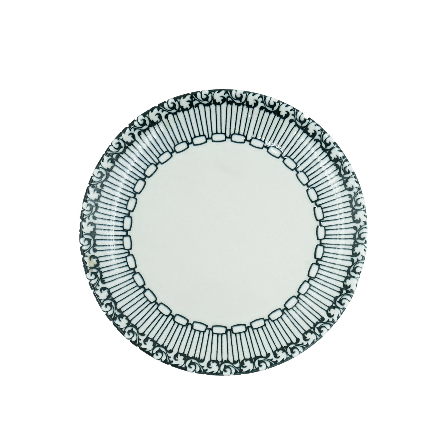 D4 Drop Porcelain Dessert Plate – 19cm – Elegant Black & White Pattern Design