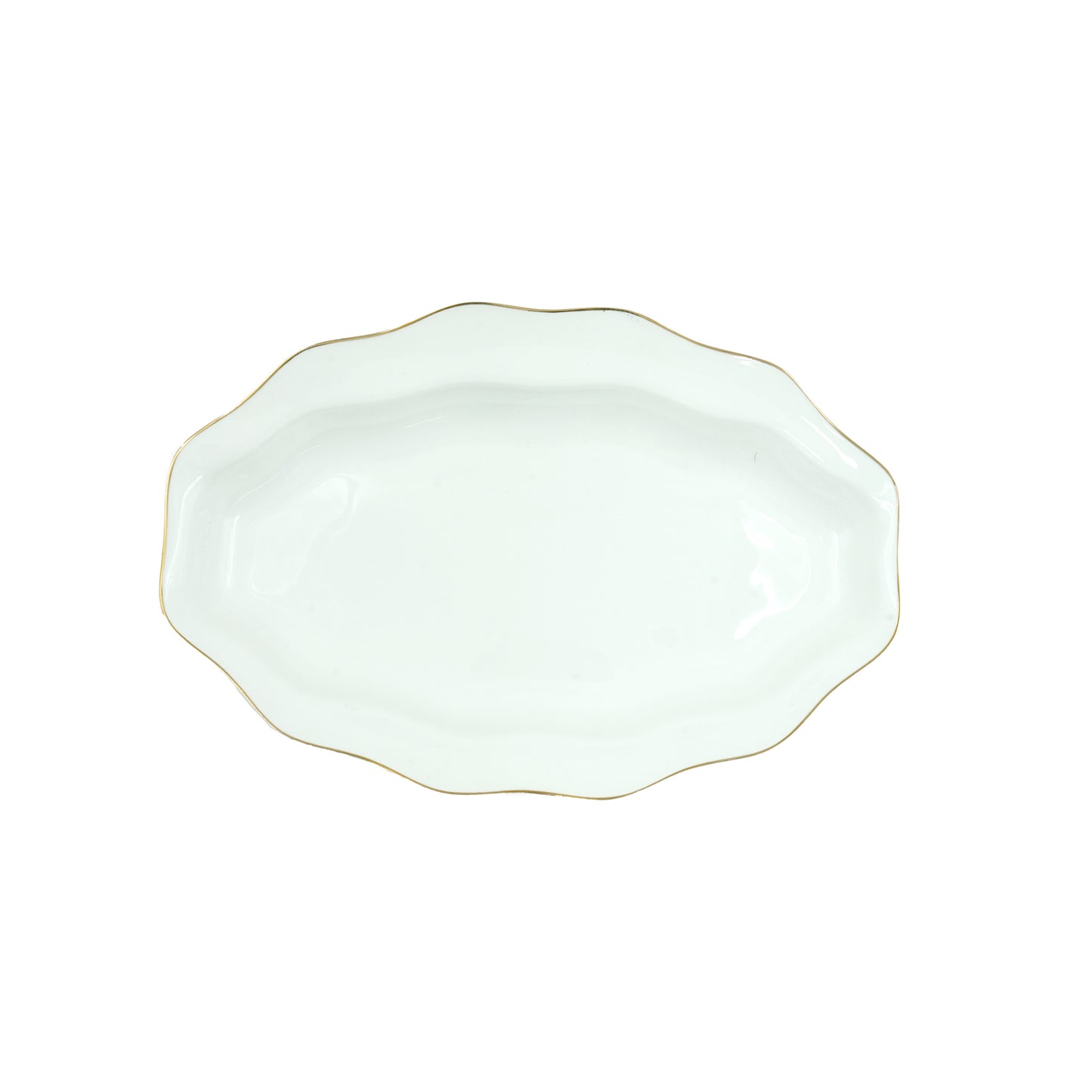 SC3852 Oval Plate with Gold Line – 12 Inches – Elegant White Porcelain with Gold Rim Design