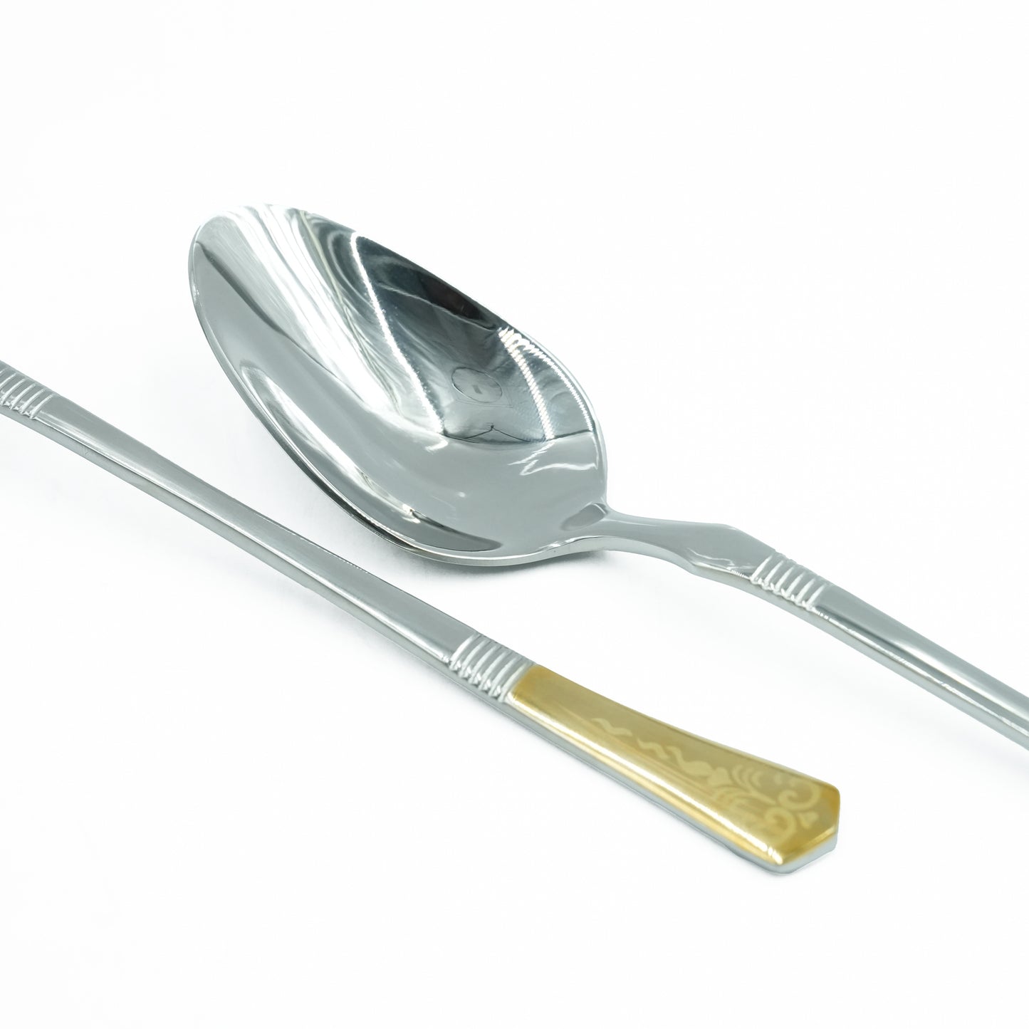 97746-12 Stainless Spoon 6-Piece Set - Silver and Gold, 22cm