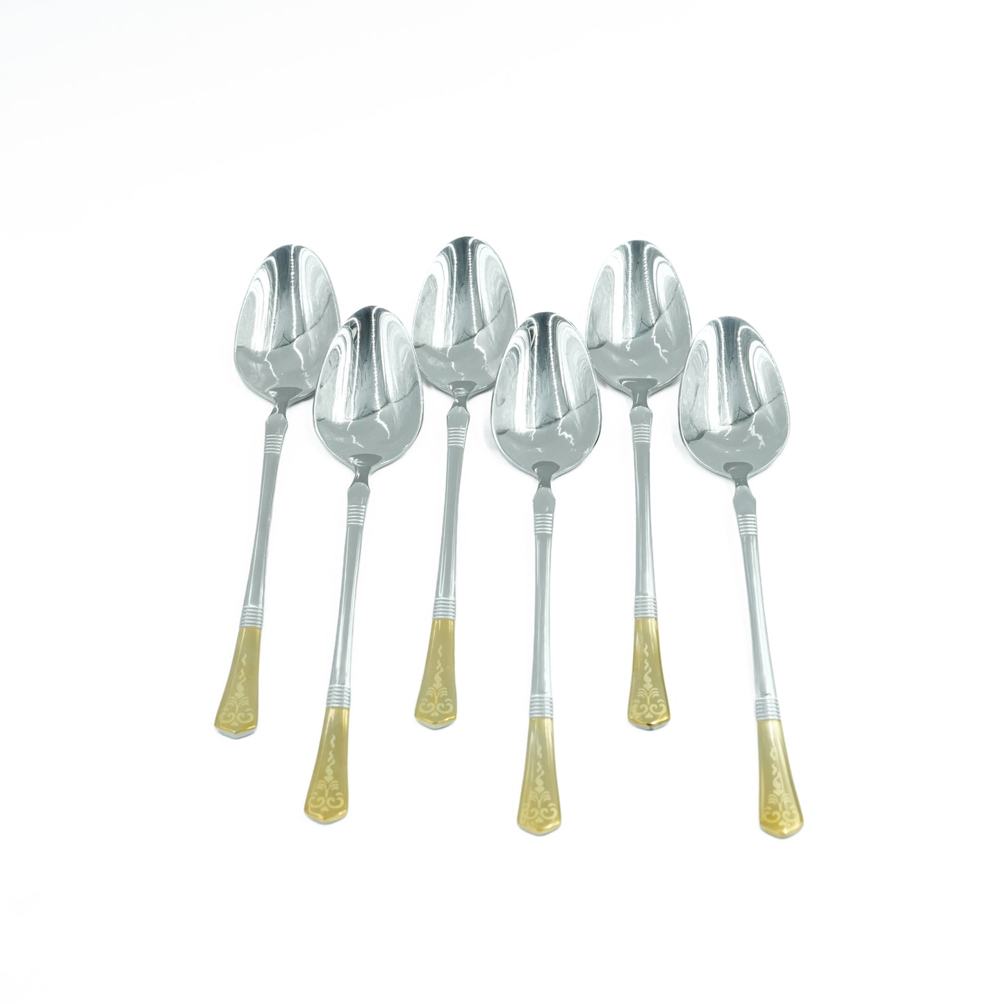 97746-12 Stainless Spoon 6-Piece Set - Silver and Gold, 22cm