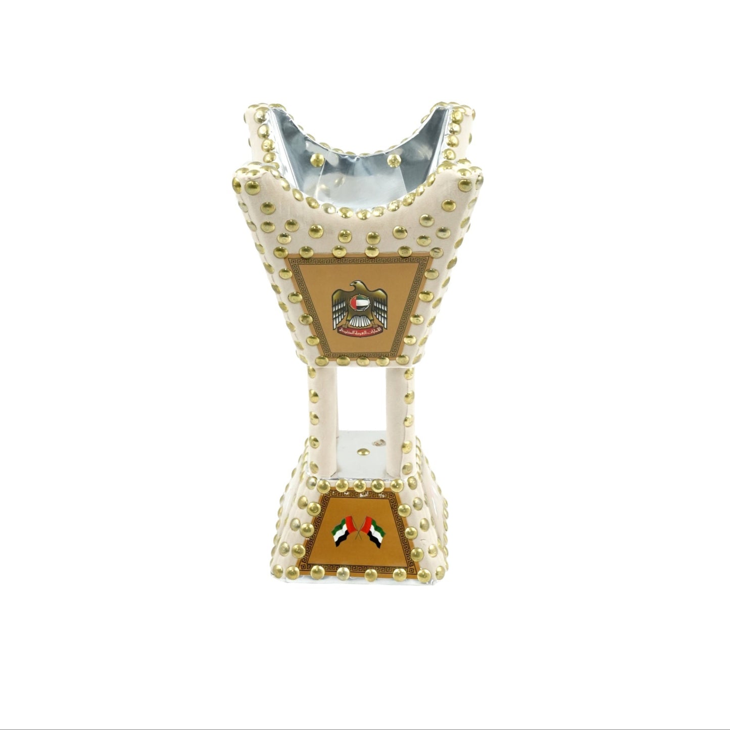 3125 Wooden Burner Beige – 10 Inches – Traditional Bakhoor Holder with Gold Stud Accents