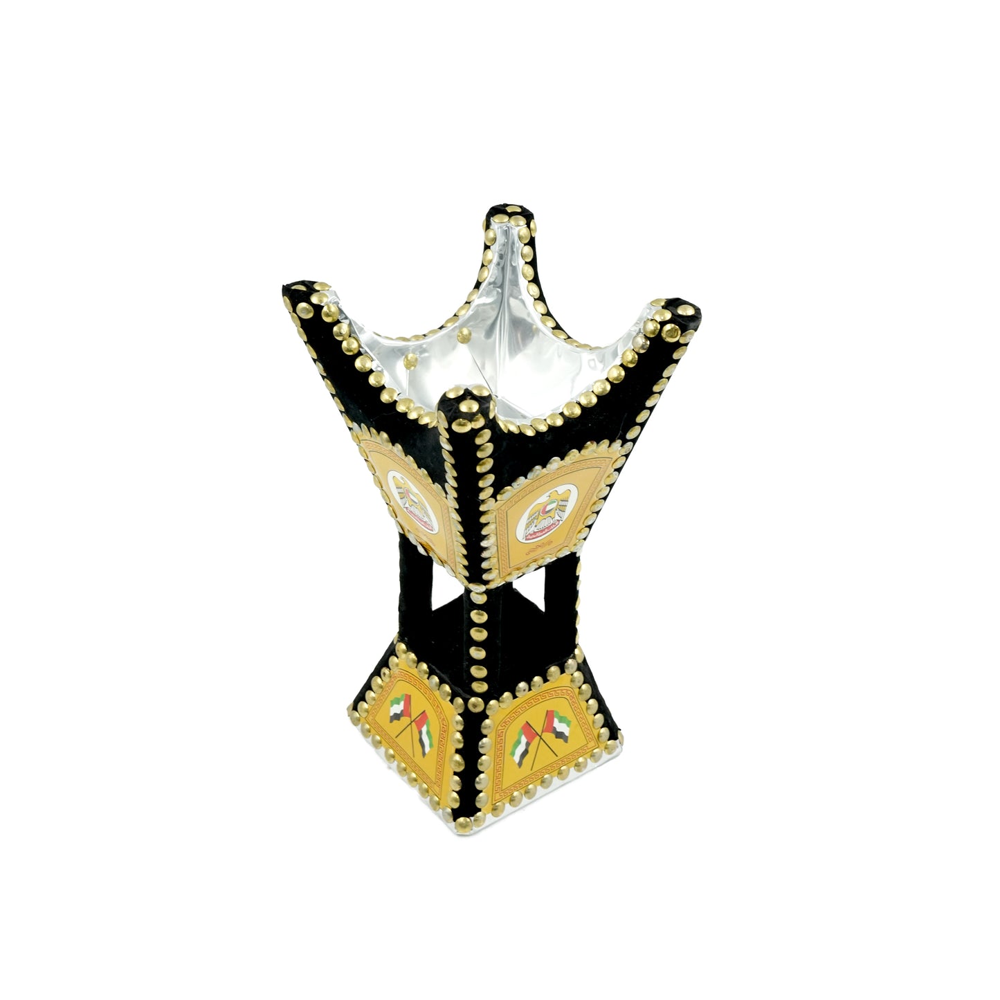 Incense Burner – 10 Inches – Traditional Arabic Bakhoor Holder with and Gold Stud Accents