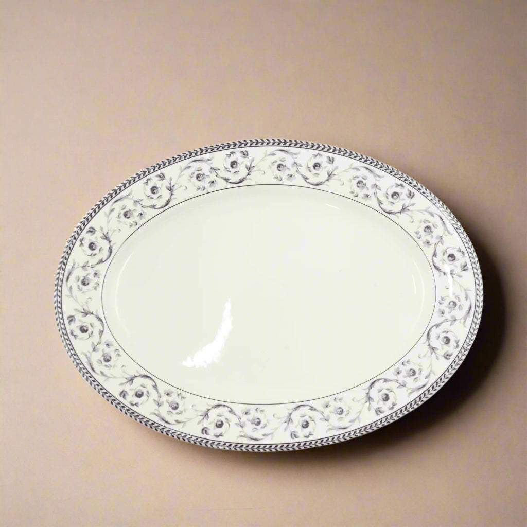 Callista Oval Platter – Purple Floral Design – 14.2 Inches – CL-2402UA-OV