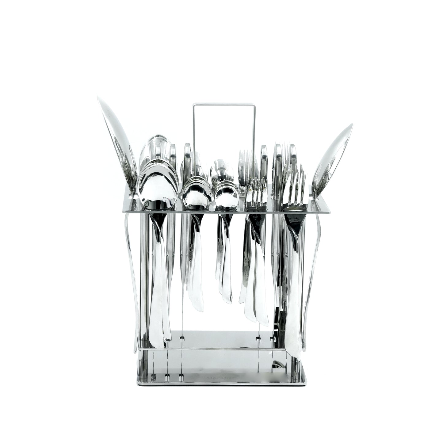 NN-181 38-Piece Cutlery Set with Stand - Silver, 18 Spoons, 12 Fork, 6 Knives & 2 Serving Spoons
