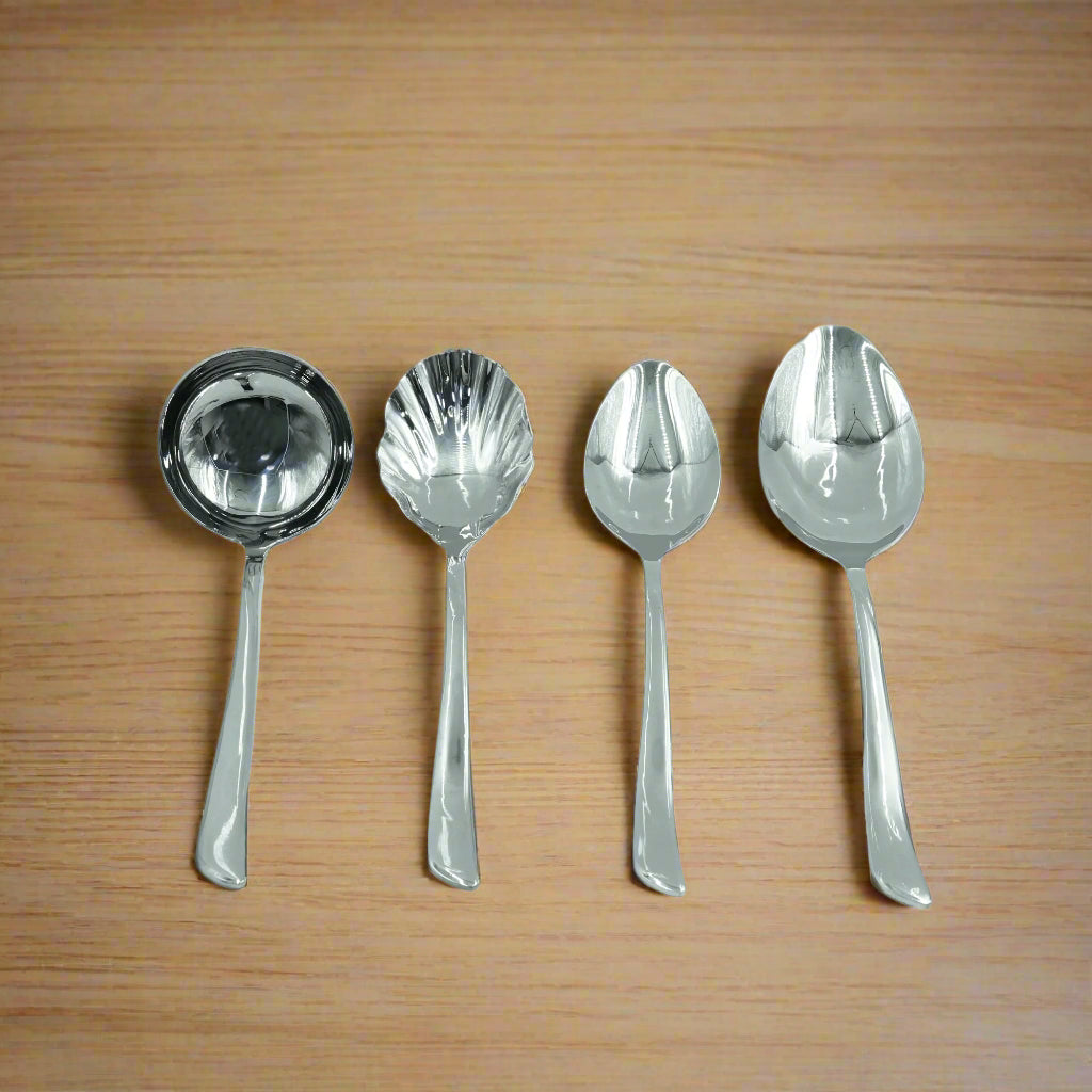 KK-181 Stainless 6-Piece Cutlery Set with Stand - Silver, Serving Spoons
