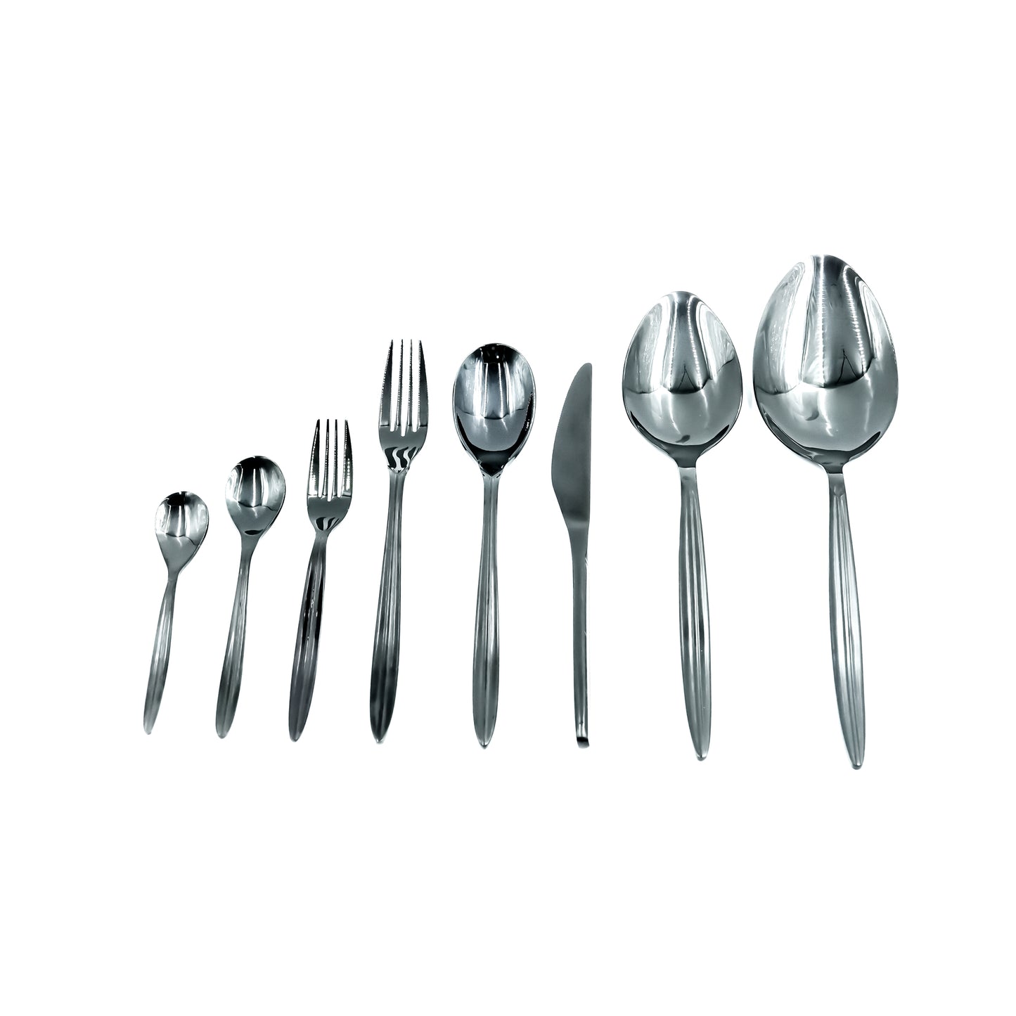 NN-172 Stainless Steel 38-Piece Cutlery Set with Stand - Black, 18 Spoons, 12 Fork, 6 Knives & 2 Serving Spoons
