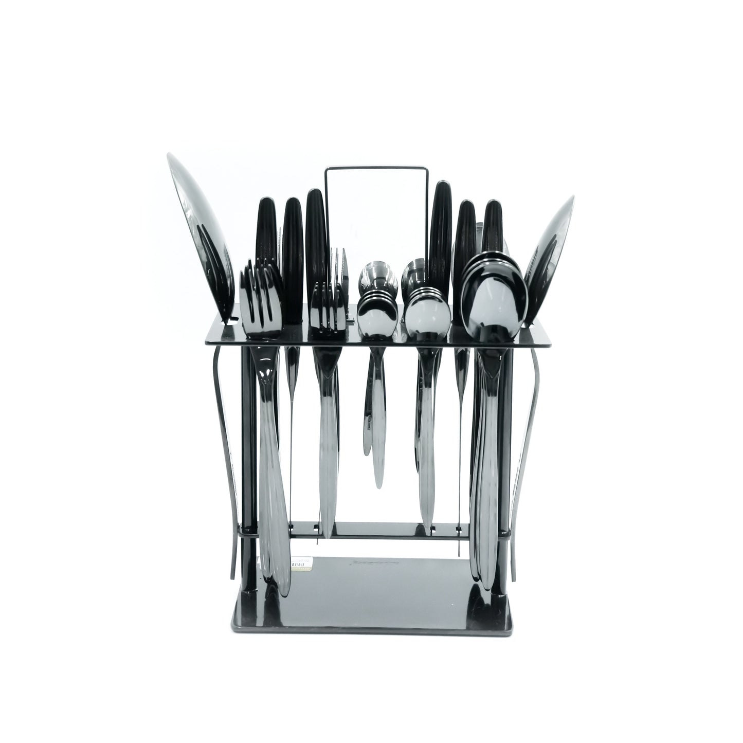 NN-172 Stainless Steel 38-Piece Cutlery Set with Stand - Black, 18 Spoons, 12 Fork, 6 Knives & 2 Serving Spoons
