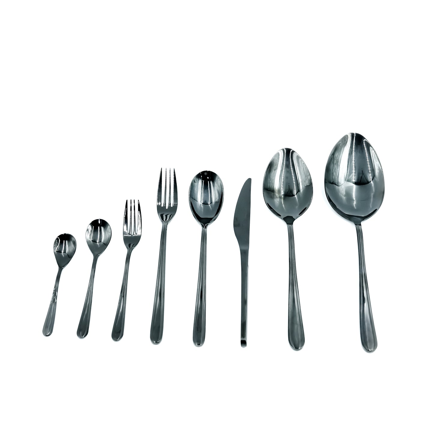 NN-180 Stainless Steel 38-Piece Cutlery Set with Stand - Black , 18 Spoons, 12 Fork, 6 Knives & 2 Serving Spoons