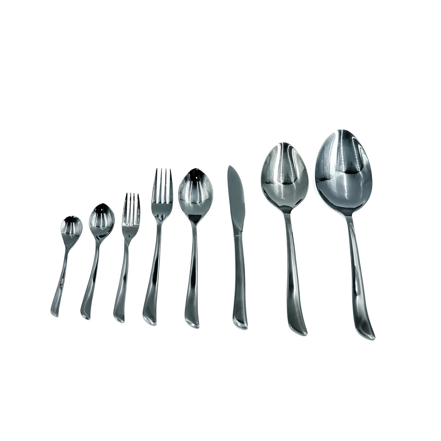 NN-182 Stainless Steel 38-Piece Cutlery Set with Stand - Black, 18 Spoons, 12 Fork, 6 Knives & 2 Serving Spoons