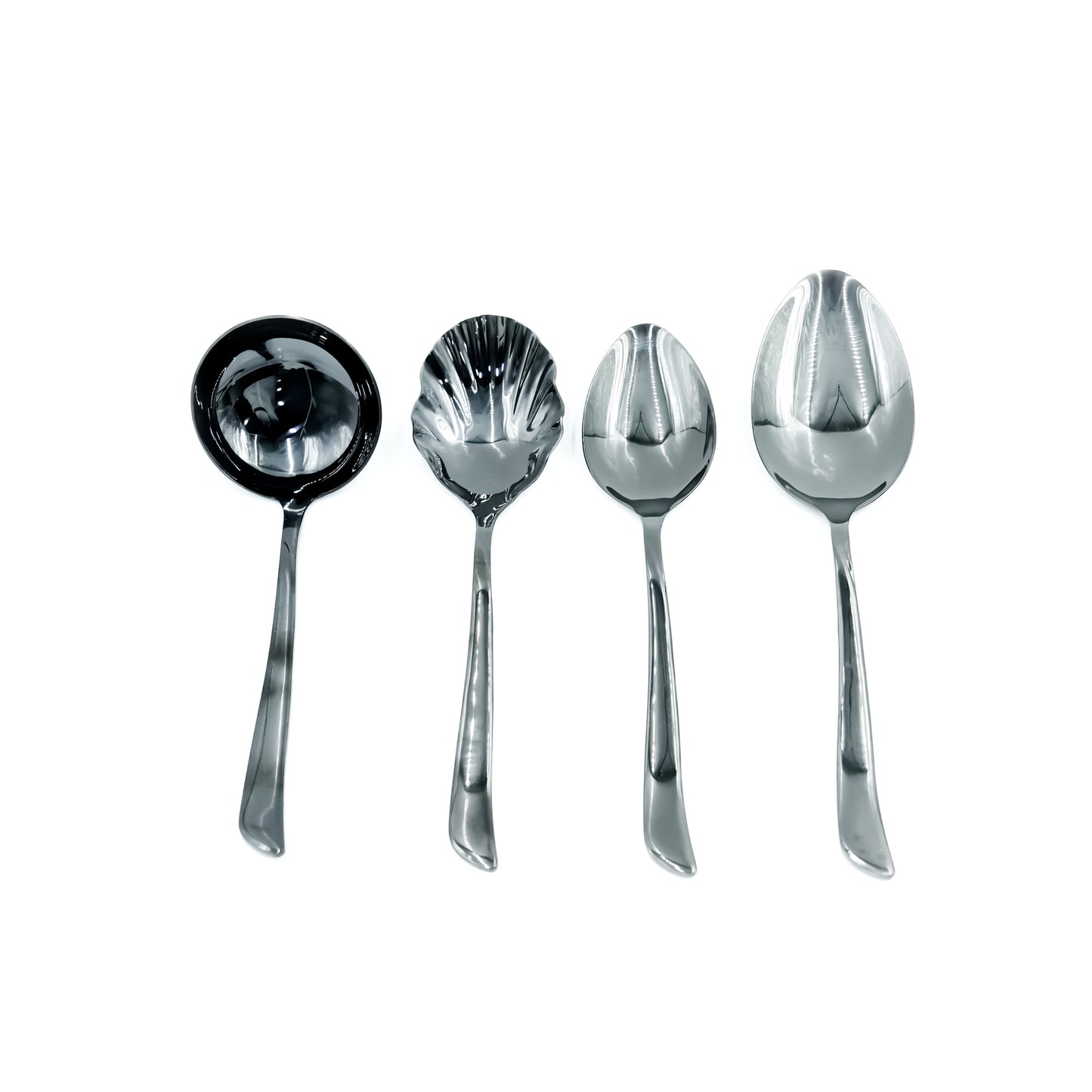 KK-182 Stainless Steel 6-Piece Serving Spoon Set with Stand – Black