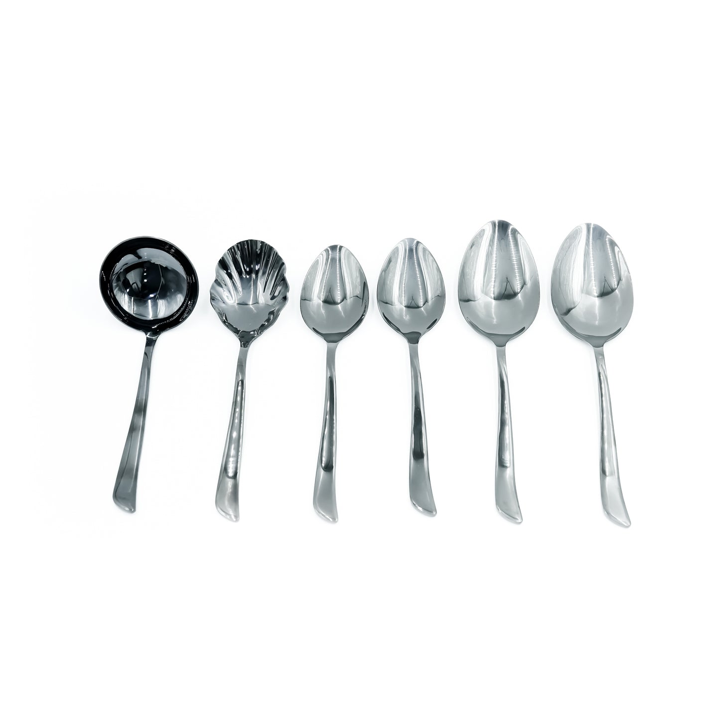 KK-182 Stainless Steel 6-Piece Serving Spoon Set with Stand – Black