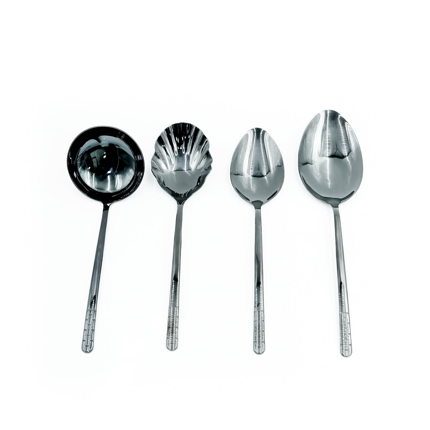 KK-173 Stainless Steel 6-Piece Serving Spoon Set with Stand – Black