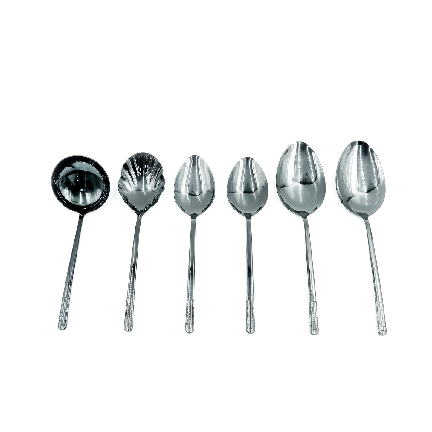 KK-173 Stainless Steel 6-Piece Serving Spoon Set with Stand – Black