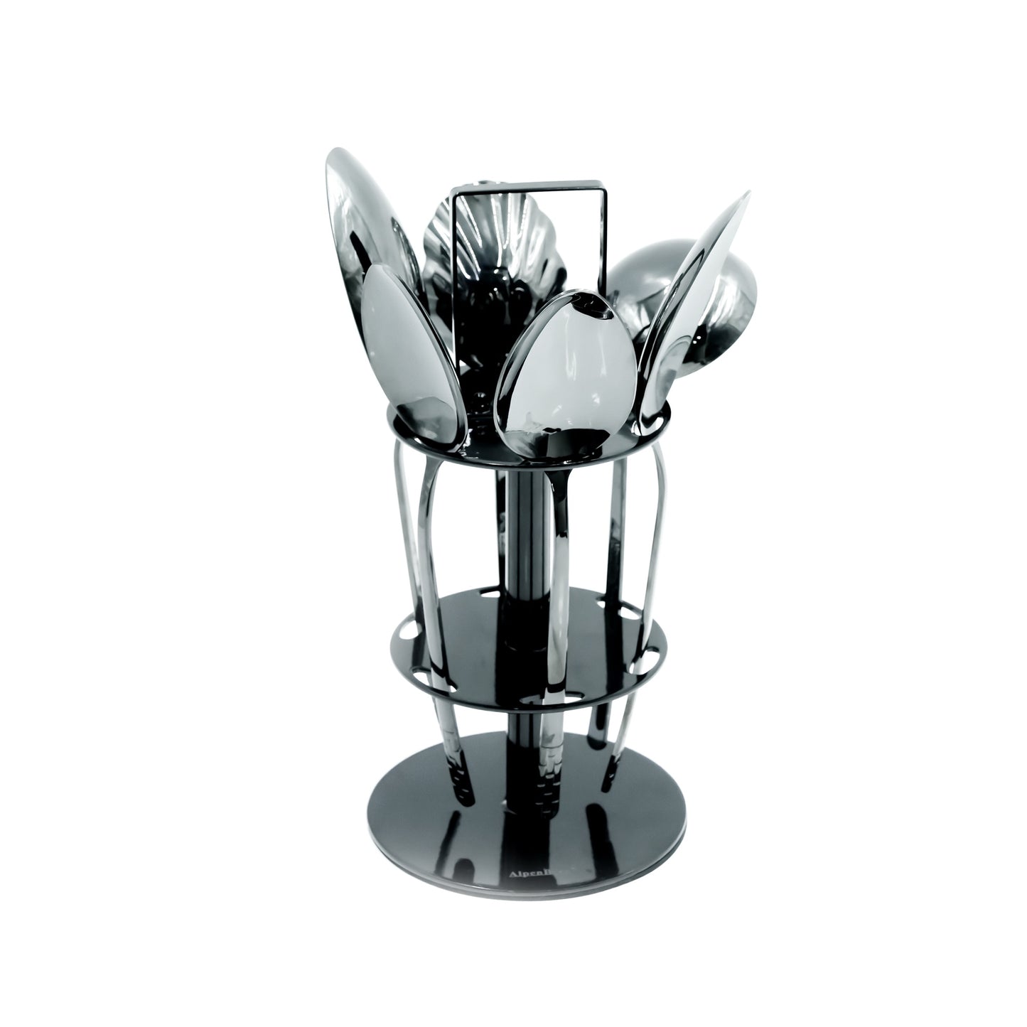 KK-173 Stainless Steel 6-Piece Serving Spoon Set with Stand – Black