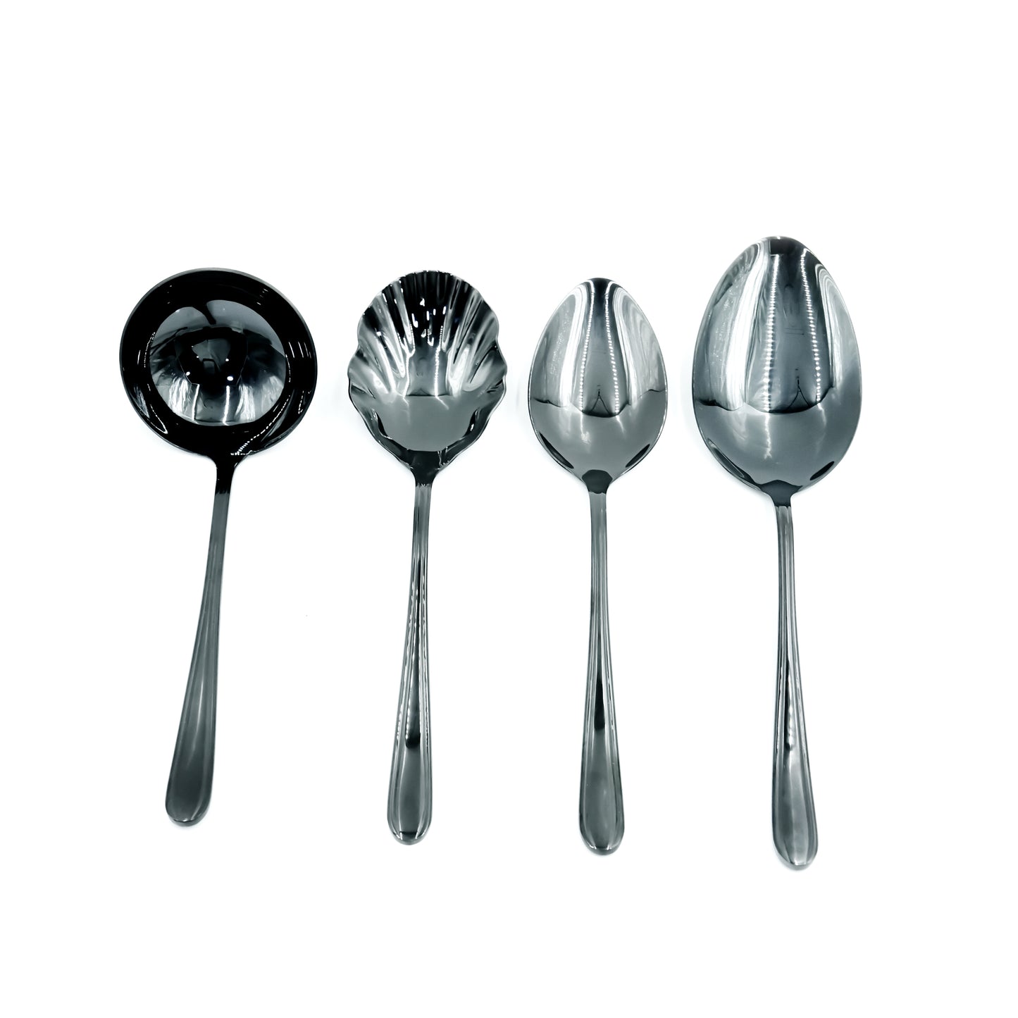 KK-180 Stainless Steel 6-Piece Serving Spoon Set with Stand – Black