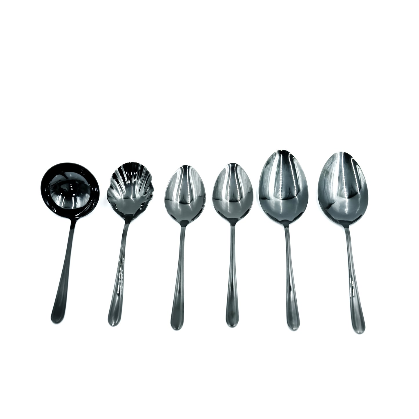 KK-180 Stainless Steel 6-Piece Serving Spoon Set with Stand – Black