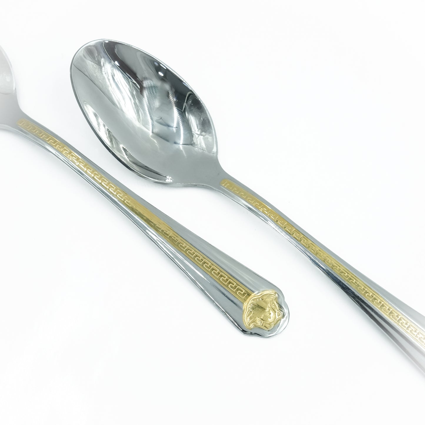Nn-055 Stainless Steel 38-Piece Cutlery Set with Stand - Silver and Gold, 18 Spoons, 12 Fork, 6 Knives & 2 Serving Spoons