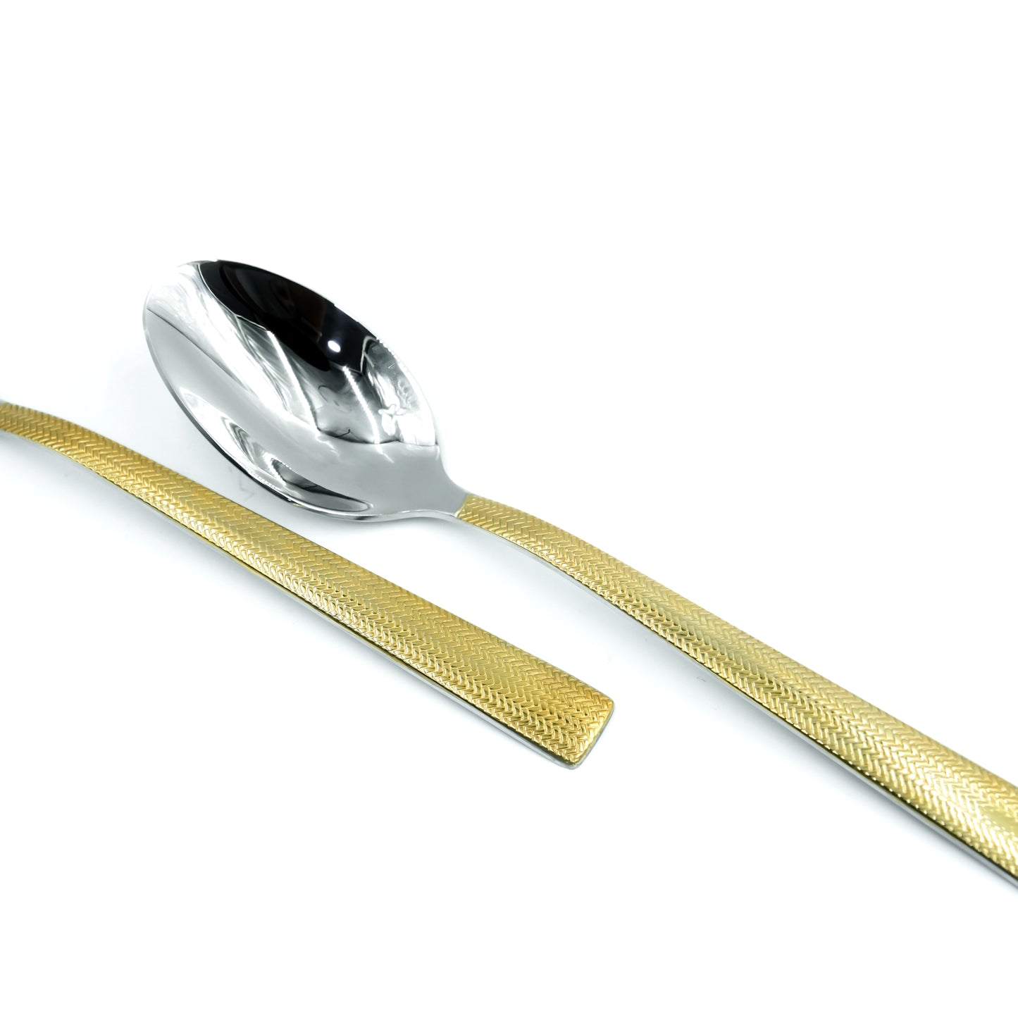 Qq-110 Stainless Steel 26-Piece Cutlery Set with Stand - Silver and Gold, 12 Spoons, 6 Fork, 6 Knives & 2 Serving Spoons