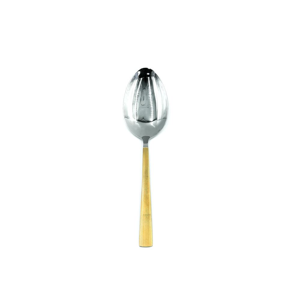 Qq-110 Stainless Steel 26-Piece Cutlery Set with Stand - Silver and Gold, 12 Spoons, 6 Fork, 6 Knives & 2 Serving Spoons
