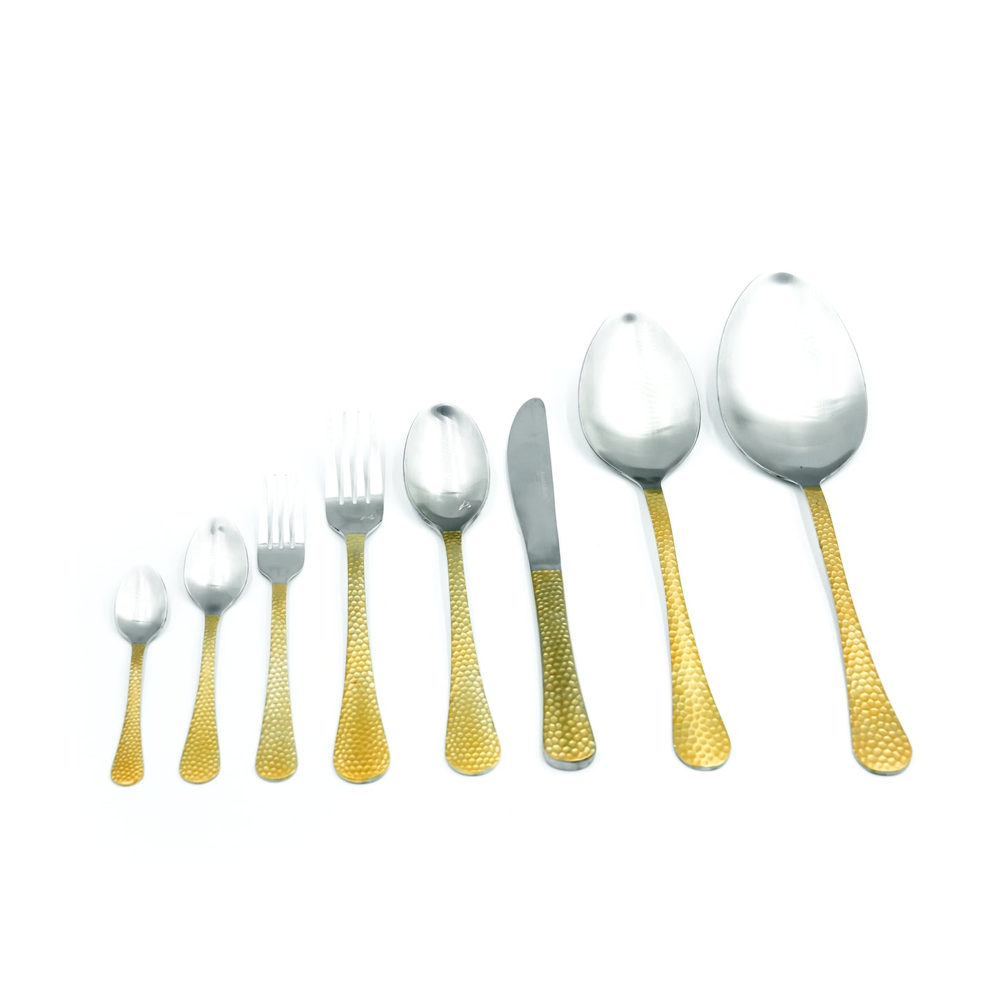 Nn-129 Stainless Steel 38-Piece Cutlery Set with Stand - Silver and Gold, 18 Spoons, 12 Fork, 6 Knives & 2 Serving Spoons
