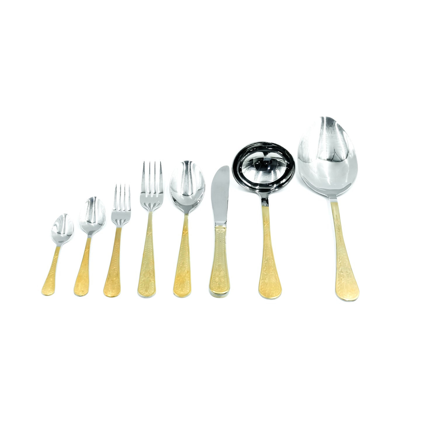 Nn-108 Stainless Steel 38-Piece Cutlery Set with Stand - Silver and Gold, 18 Spoons, 12 Fork, 6 Knives & 2 Serving Spoons