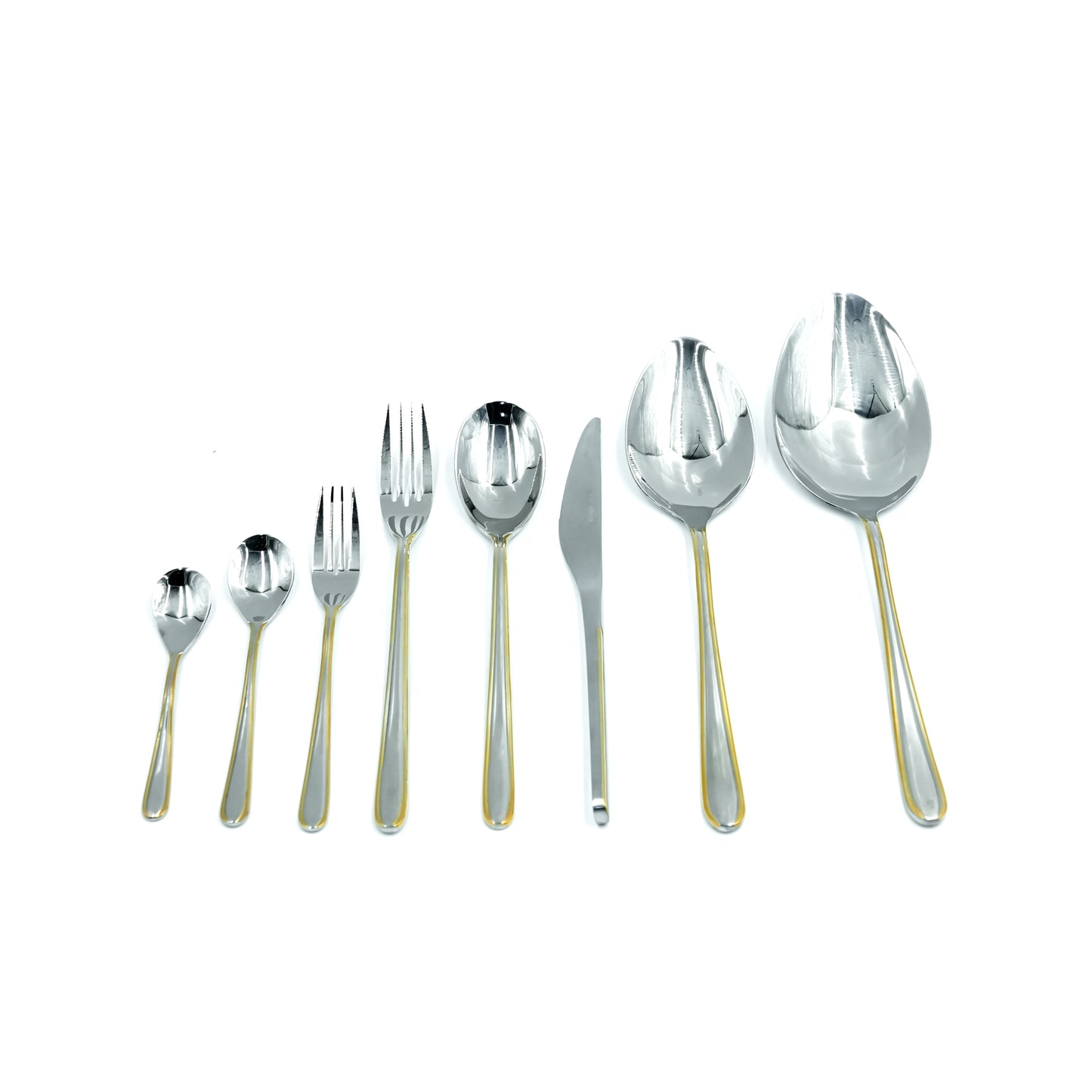 NN-179 Stainless Steel 38-Piece Cutlery Set with Stand - Silver and Gold, 18 Spoons, 12 Fork, 6 Knives & 2 Serving Spoons