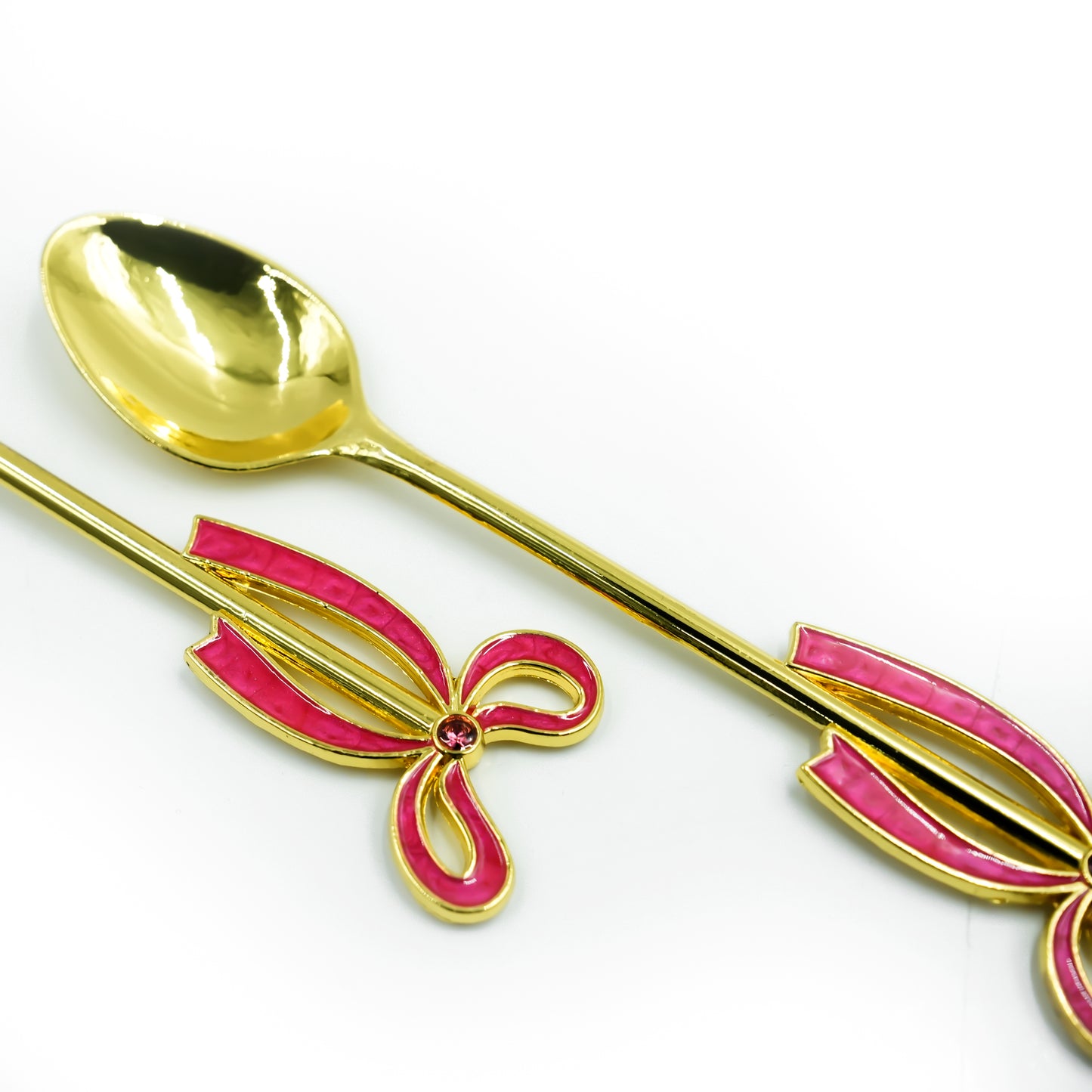 IE-52508 Stainless Steel 6-Piece Spoon Set – Gold with Red Decorative Handle, 12cm