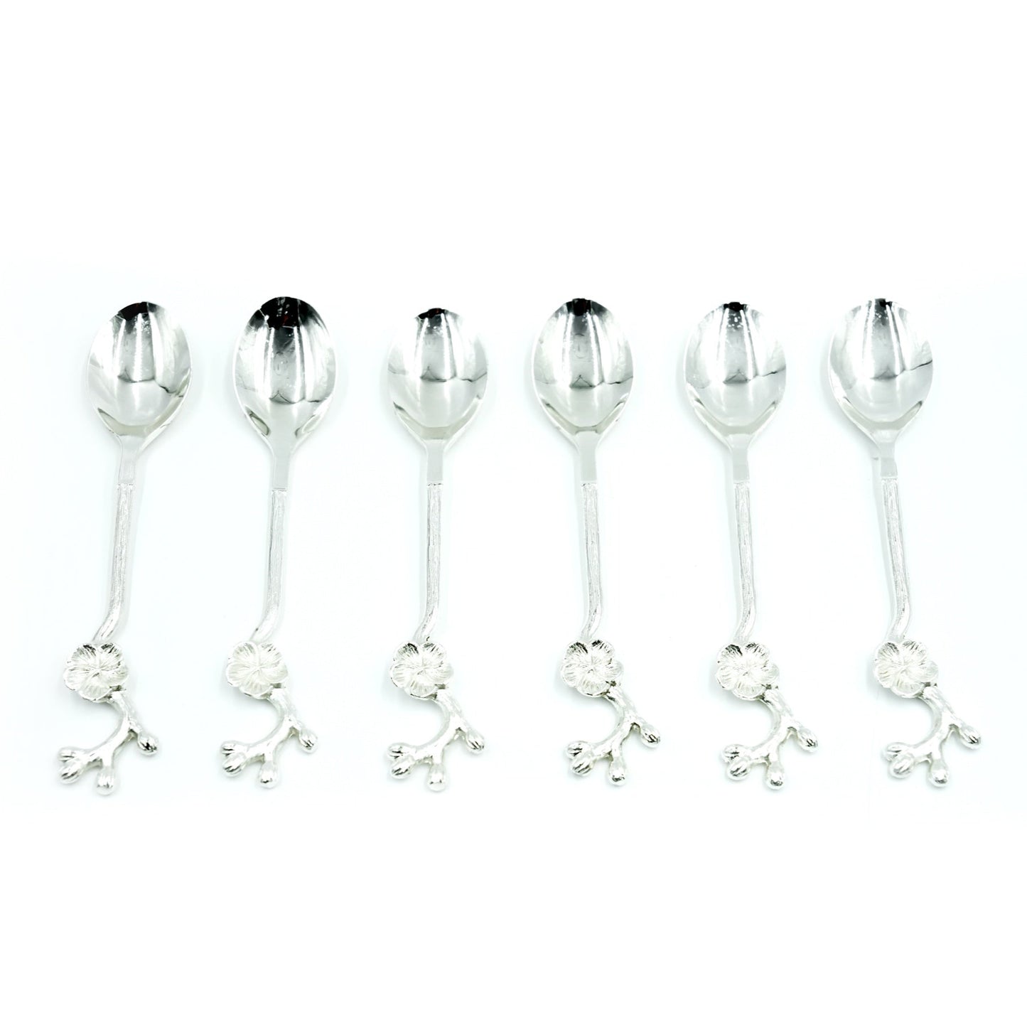 Cd Stainless Steel 6-Piece Spoon Set - Decorative Handle, 13cm