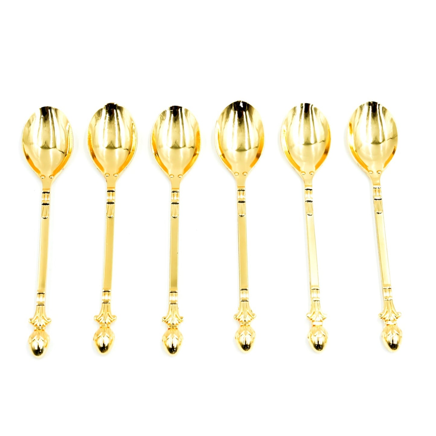 CD-6954 Stainless Steel 6-Piece Spoon Set - Gold with Decorative Handle, 13cm